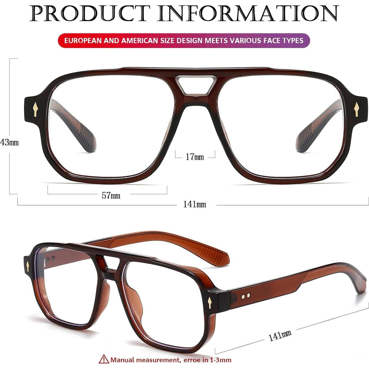 Gafas bloqueadoras luz azul PORADAY retro unisex 15.49x5.99cm