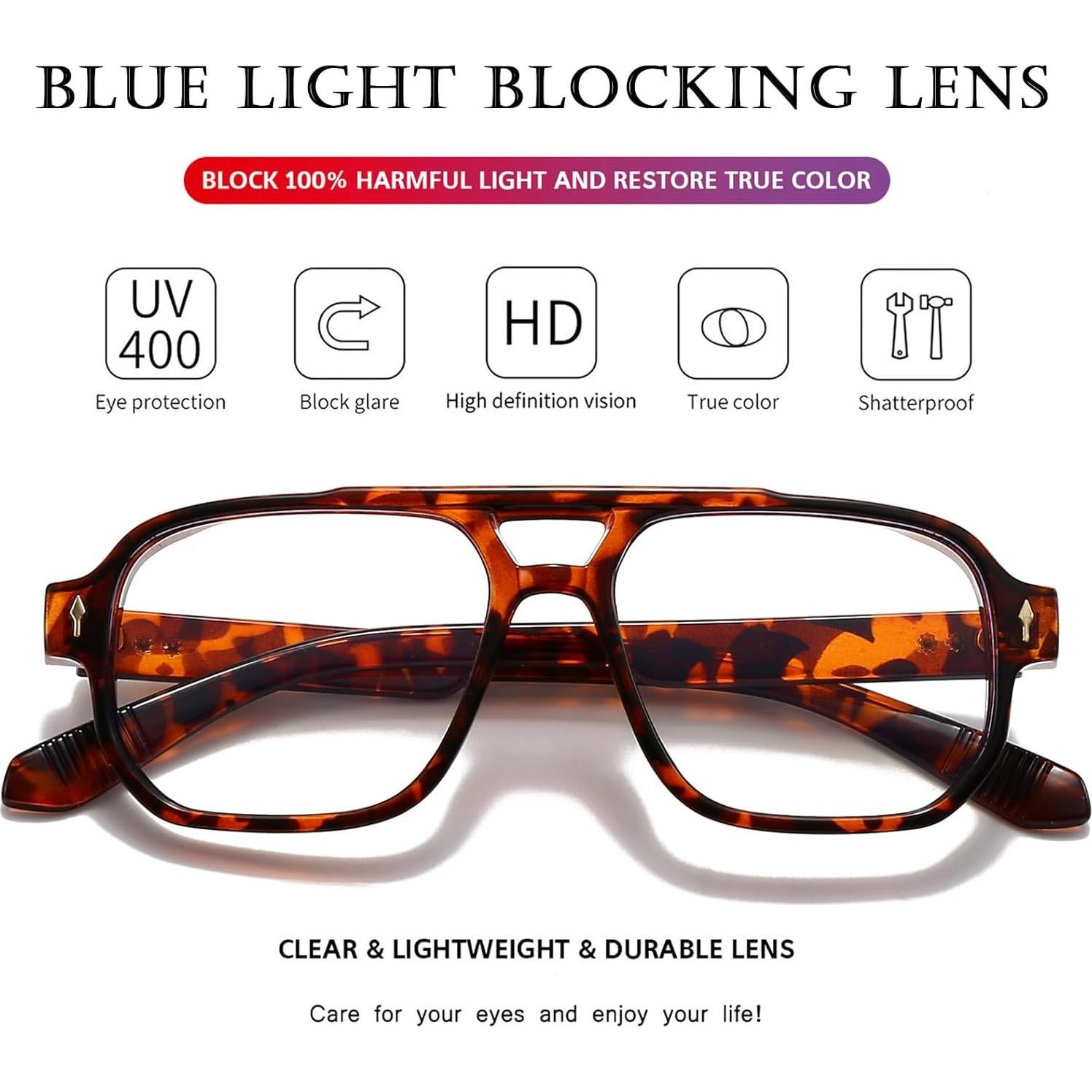 Gafas bloqueadoras luz azul PORADAY unisex retro 70s