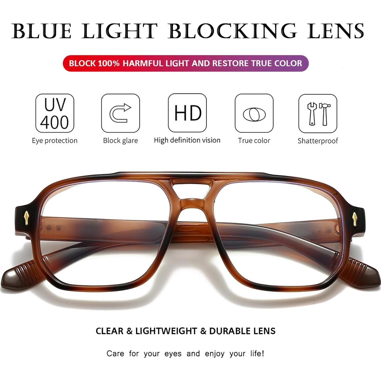 Gafas bloqueadoras luz azul PORADAY retro unisex estilo 70s