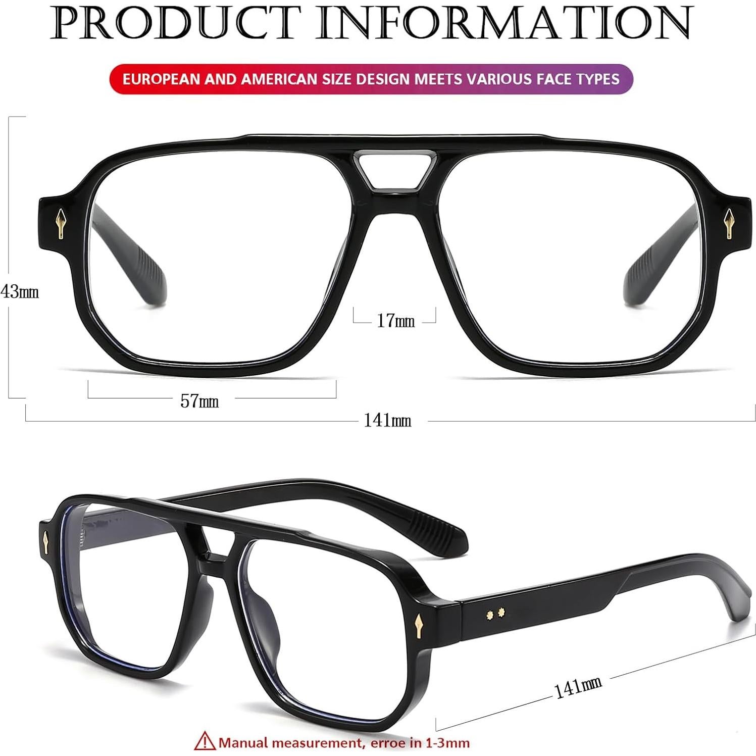 Gafas bloqueadoras luz azul PORADAY retro unisex 15.5x6x4.3cm