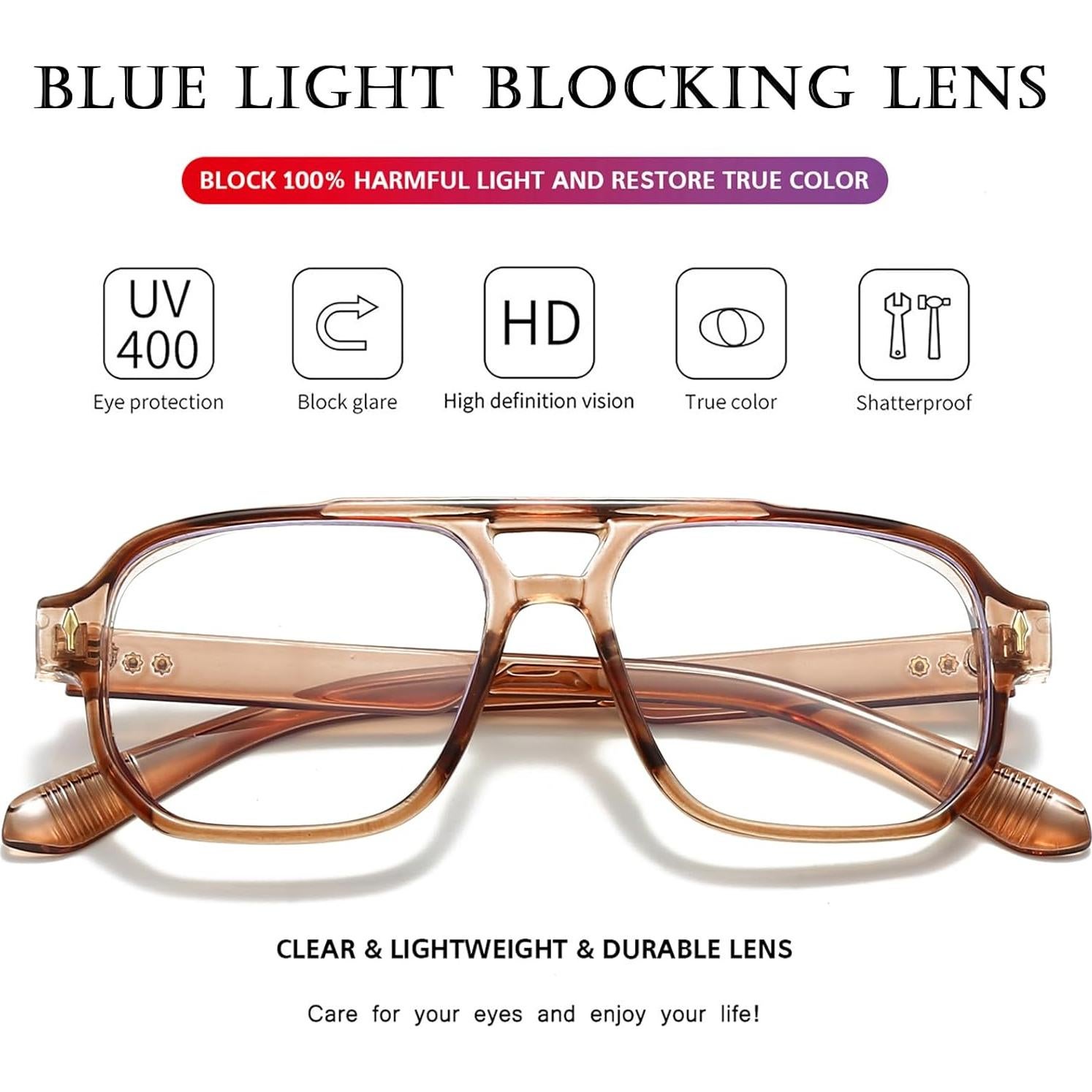 Gafas bloqueadoras luz azul PORADAY retro unisex 15.49x5.99cm