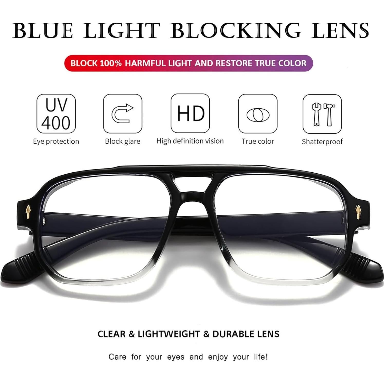 Gafas bloqueadoras luz azul PORADAY retro unisex 15.49x5.99cm