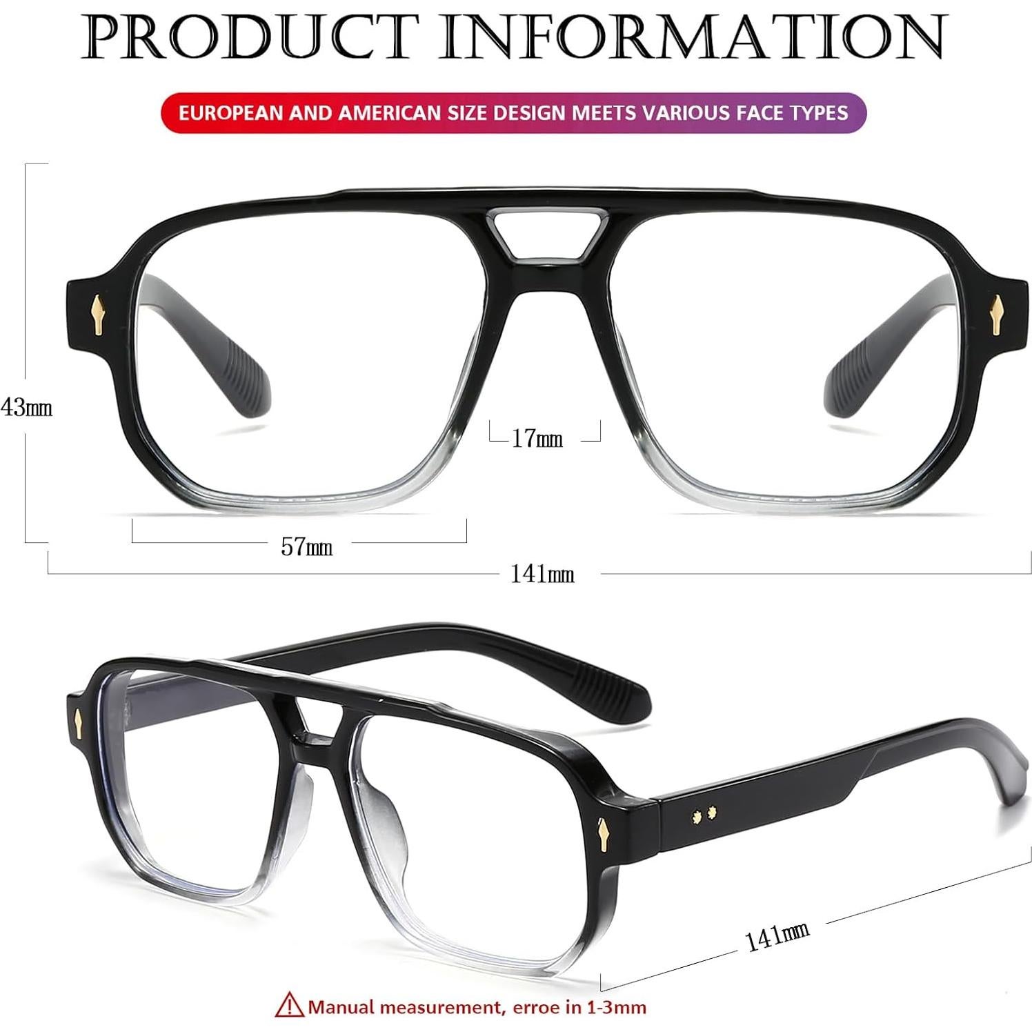 Gafas bloqueadoras luz azul PORADAY retro unisex 15.49x5.99cm