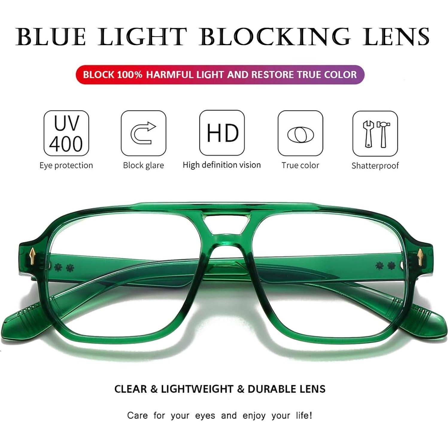 Gafas bloqueadoras luz azul PORADAY retro unisex 15.49x5.99cm