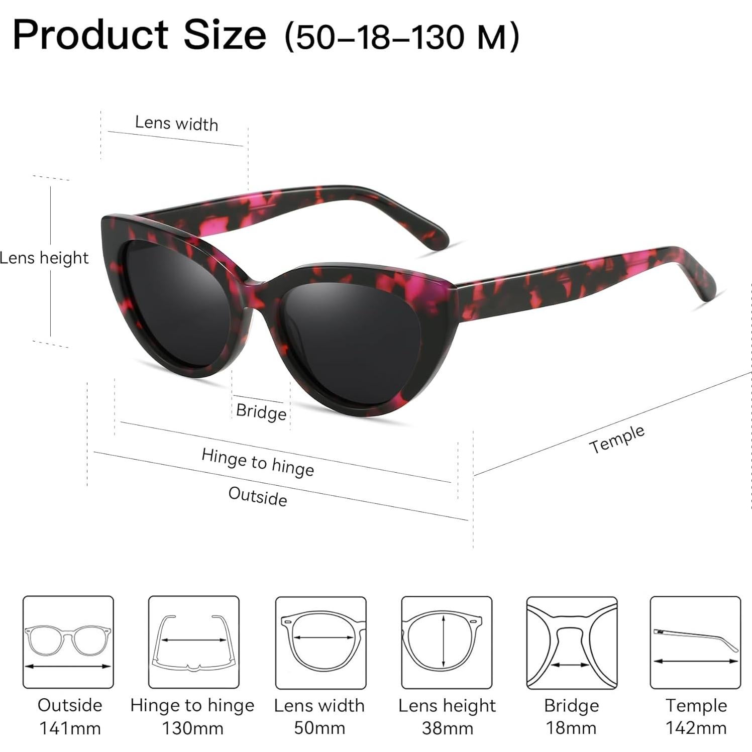 Gafas de sol ZENOTTIC Cat-Eye UV400 para mujeres - Rosa Demi