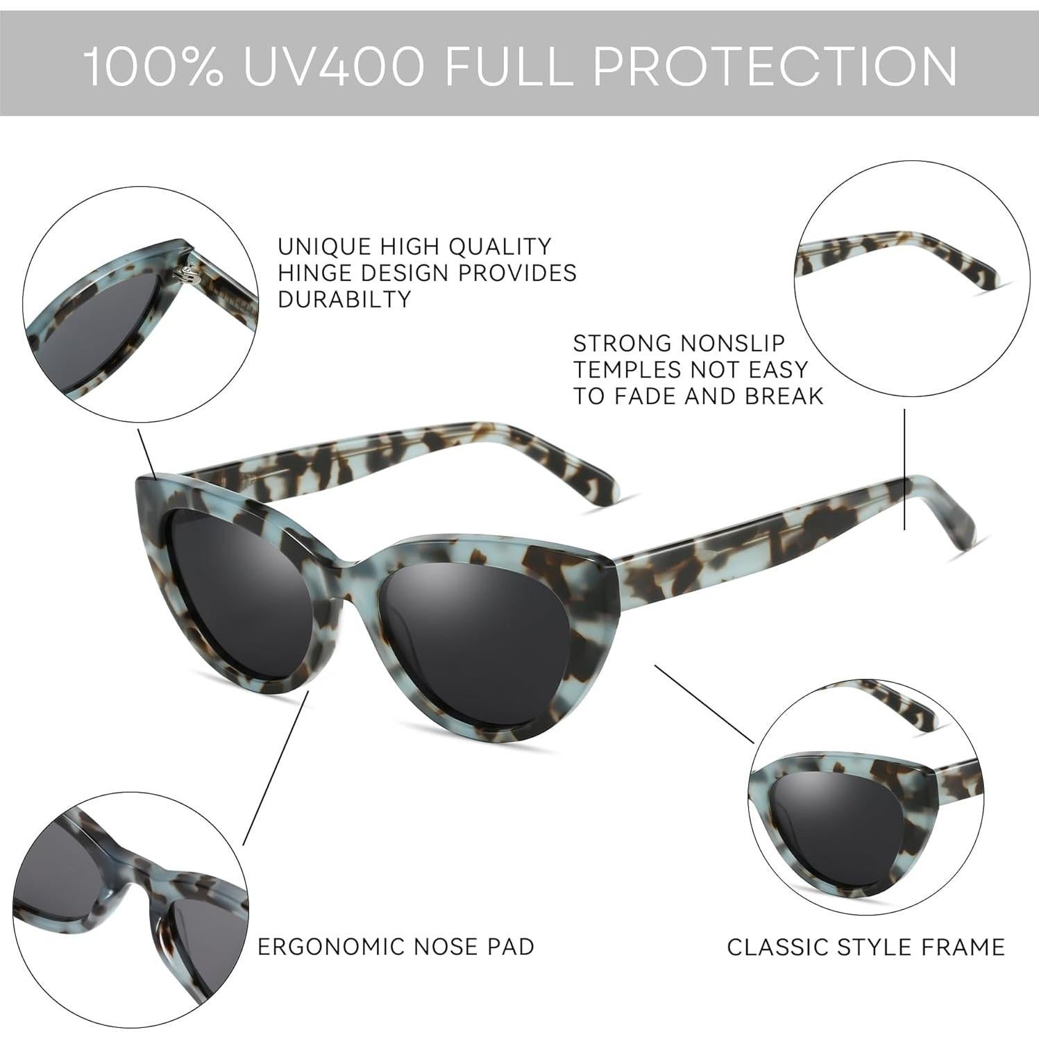 Gafas de sol ZENOTTIC Ojo de Gato UV400 para Mujeres