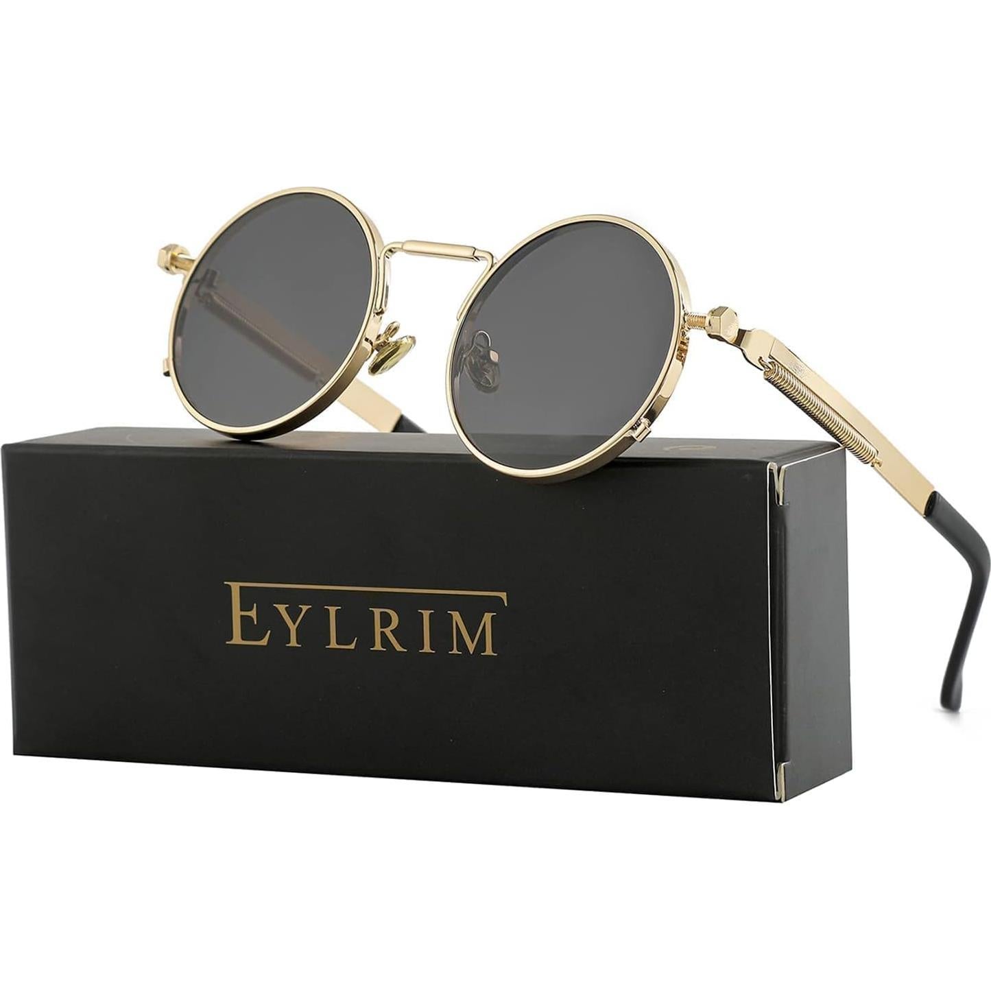 Gafas de sol redondas EYLRIM Eyl8478d 100% UV estilo Steampunk