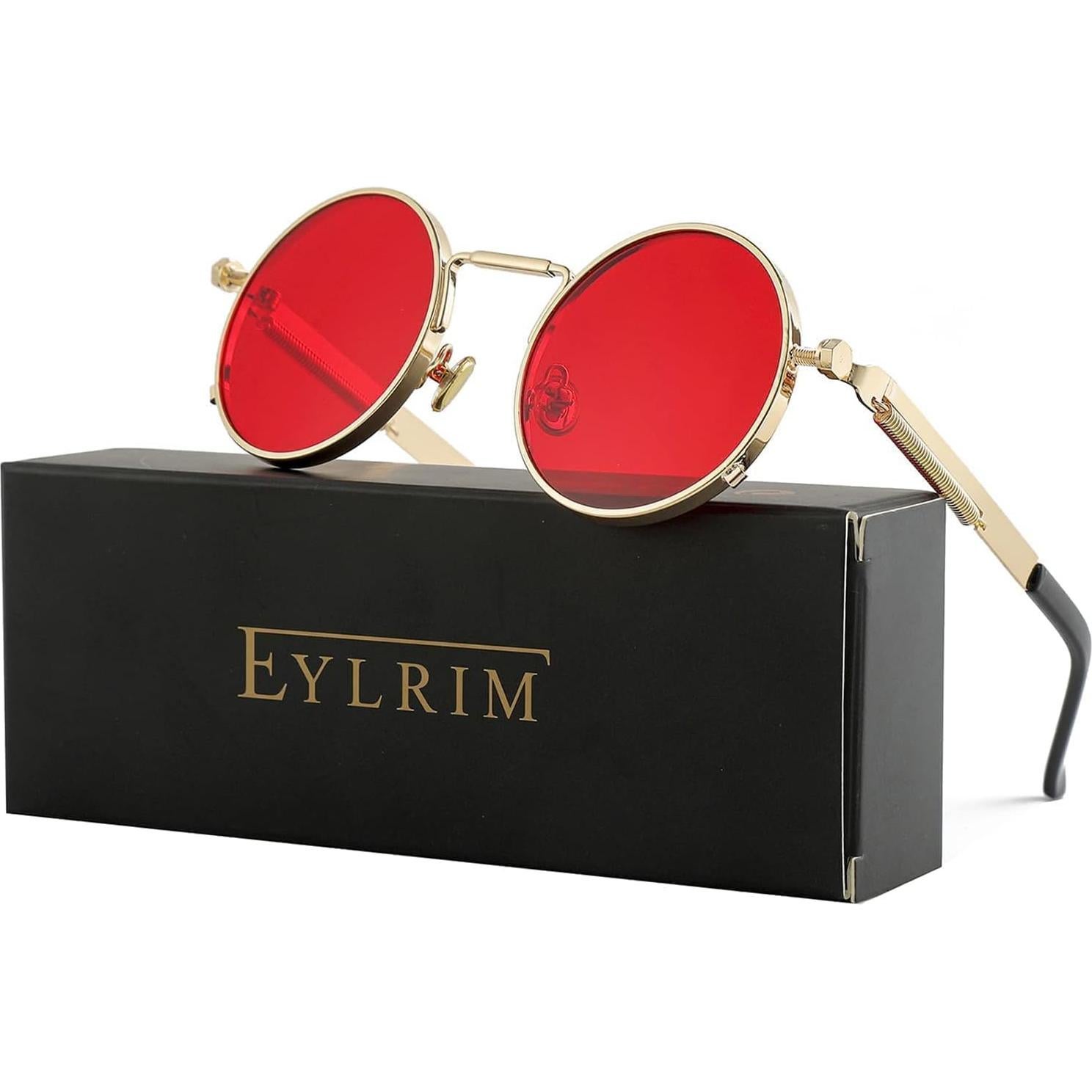 Gafas de sol redondas EYLRIM Eyl8478b 100% UV Oro/Rojo