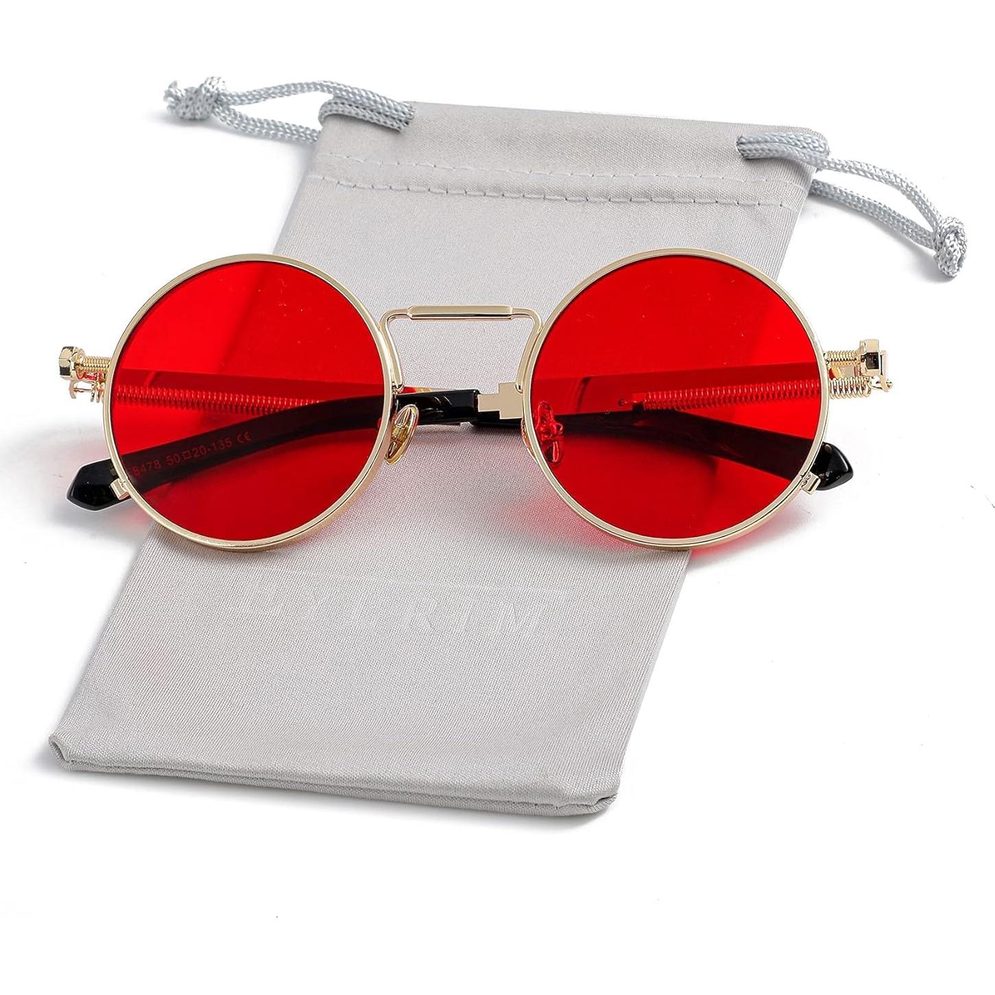 Gafas de sol redondas EYLRIM Eyl8478b 100% UV Oro/Rojo
