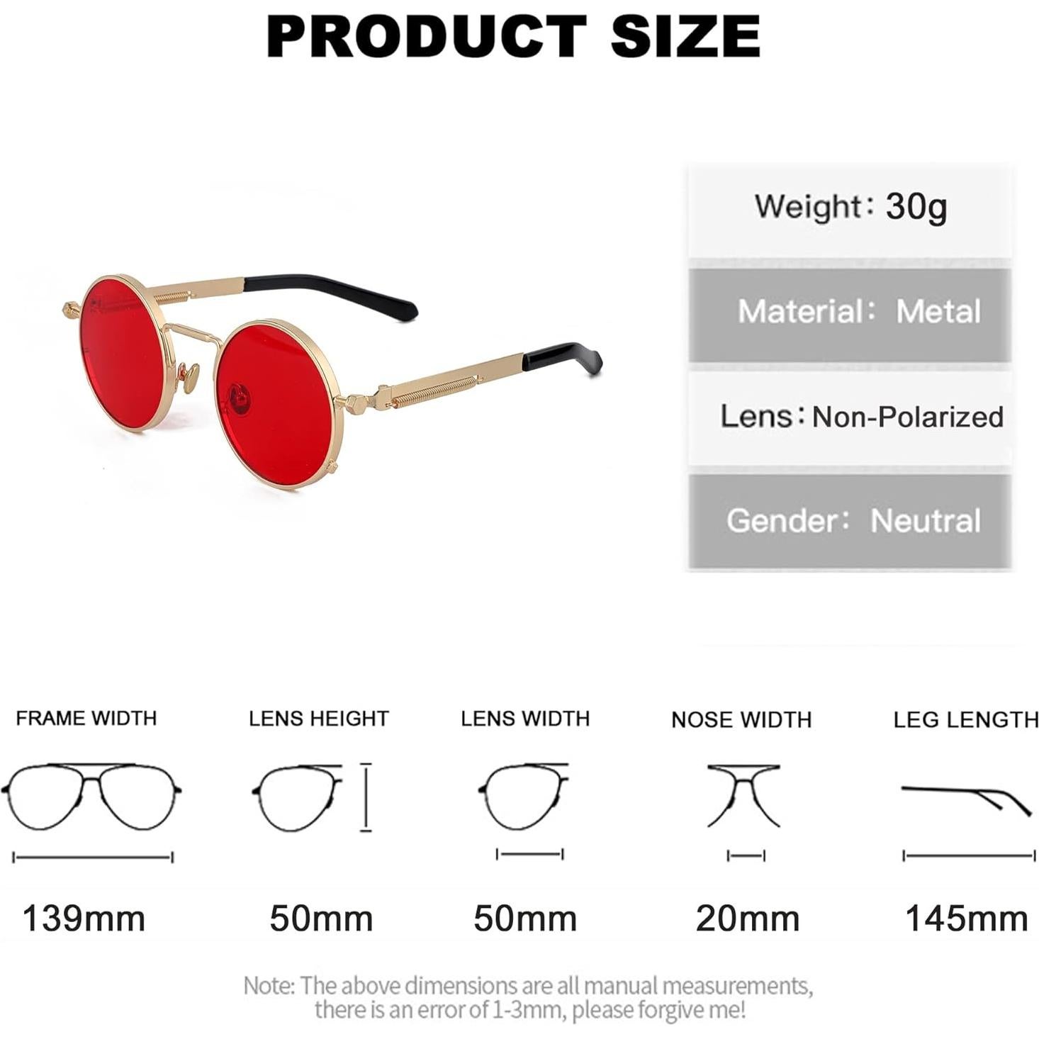 Gafas de sol redondas EYLRIM Eyl8478b 100% UV Oro/Rojo