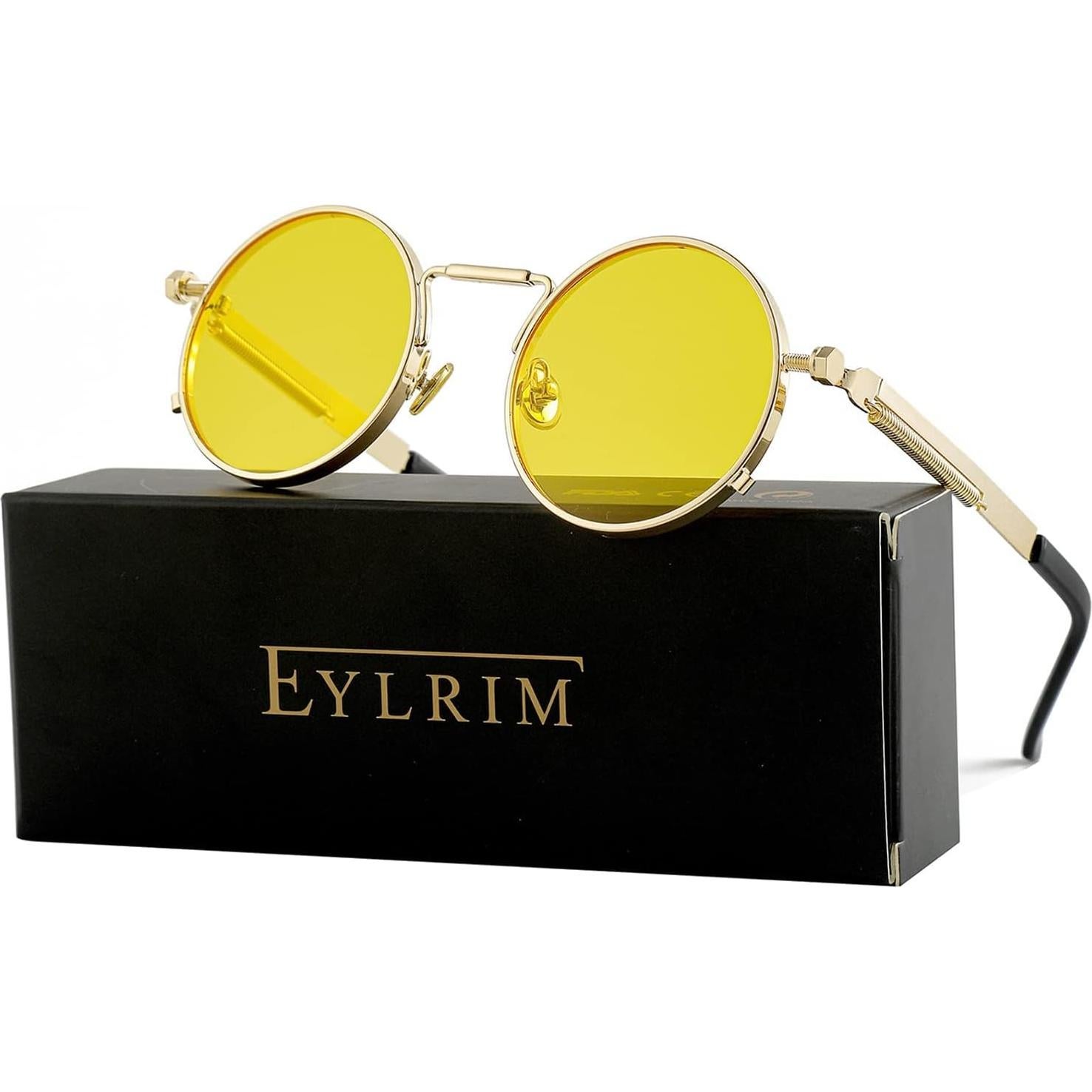Gafas de sol redondas EYLRIM Eyl8478e 100% UV estilo Steampunk