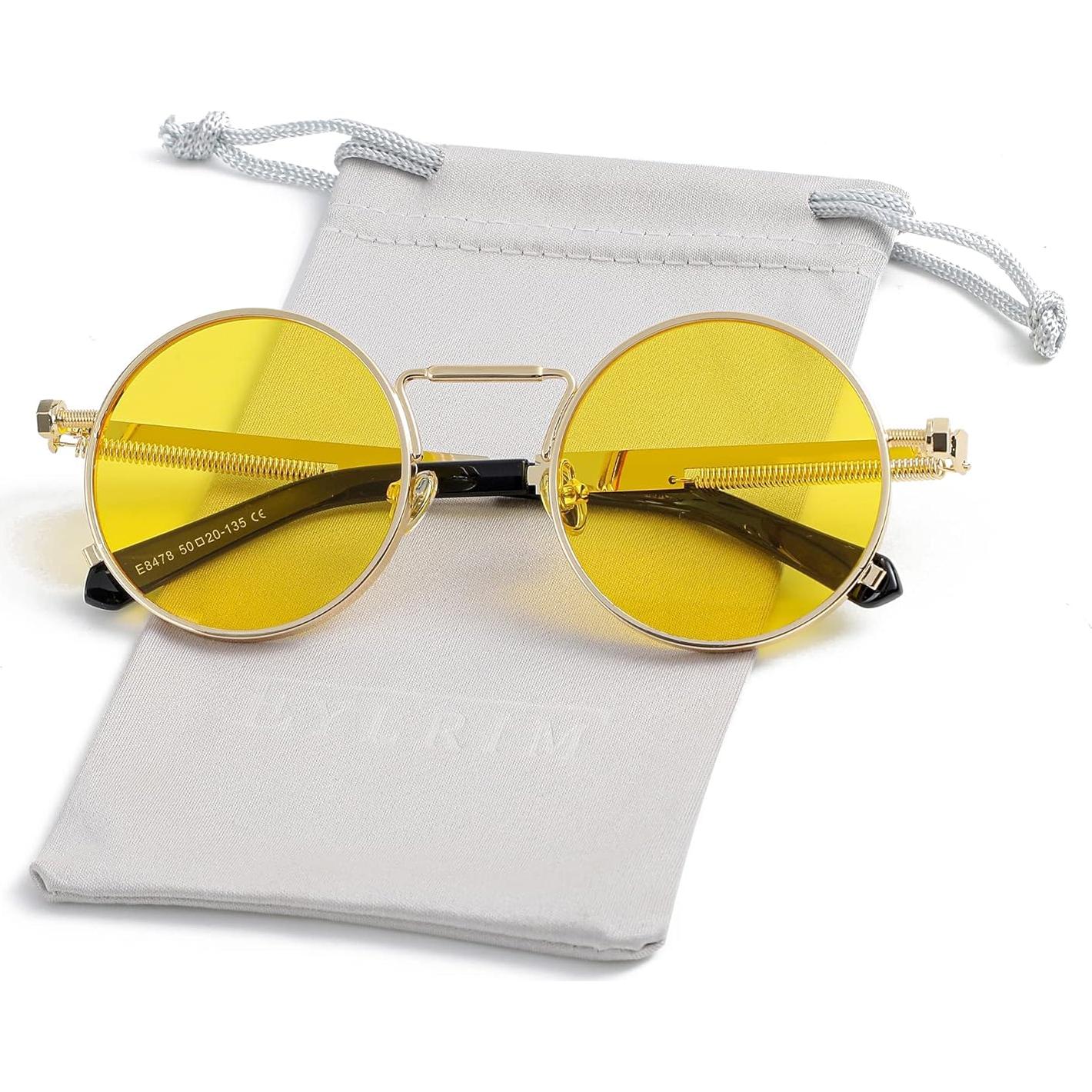 Gafas de sol redondas EYLRIM Eyl8478e 100% UV estilo Steampunk