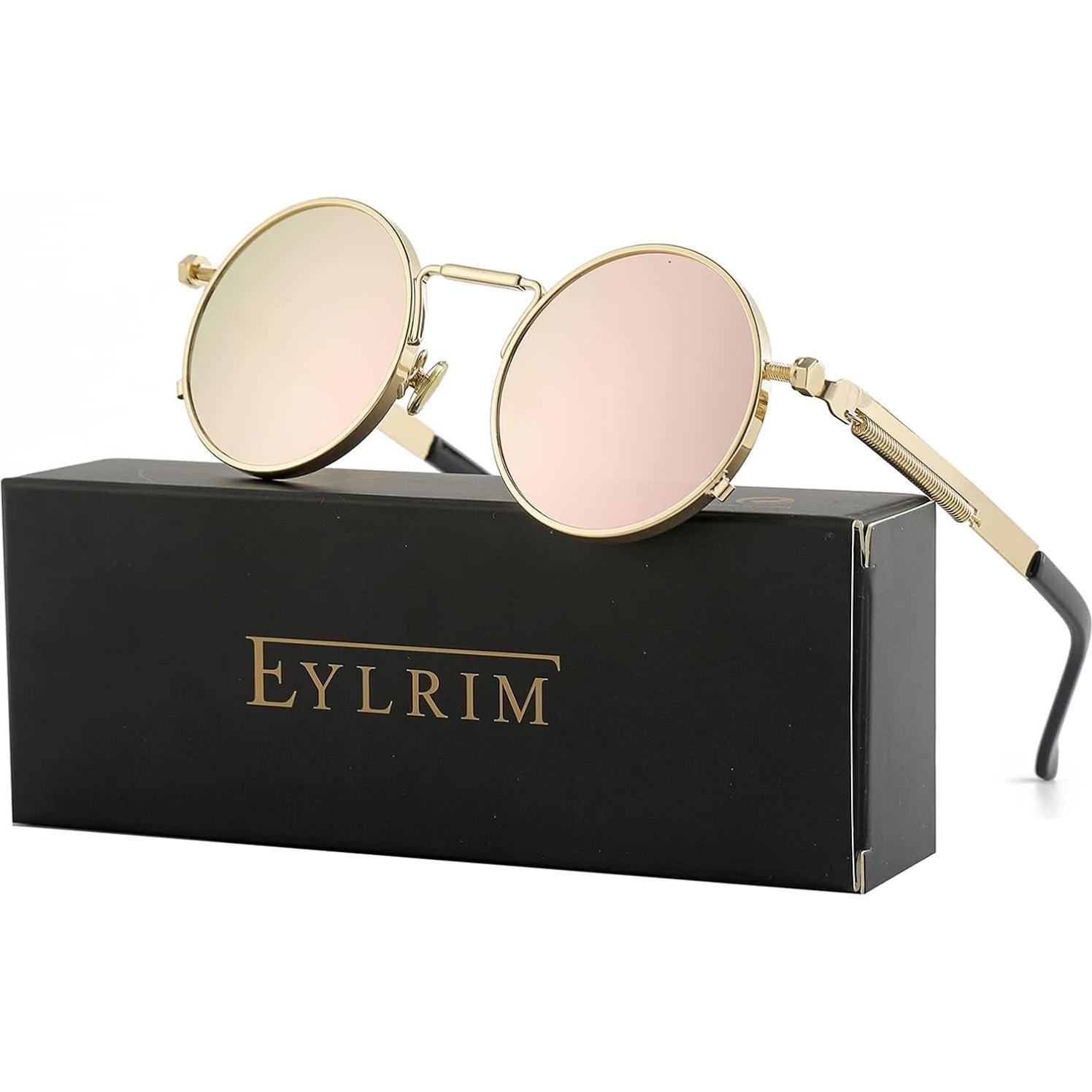 Gafas de sol redondas EYLRIM Eyl8478f 100% UV estilo Steampunk