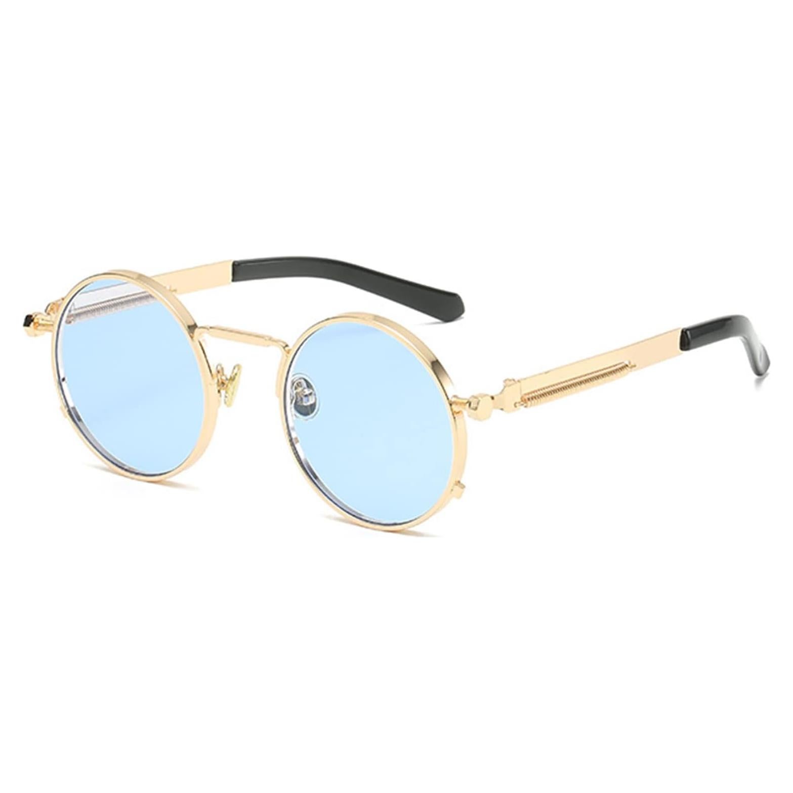 Gafas de sol redondas EYLRIM Steampunk UV 100% oro/rojo