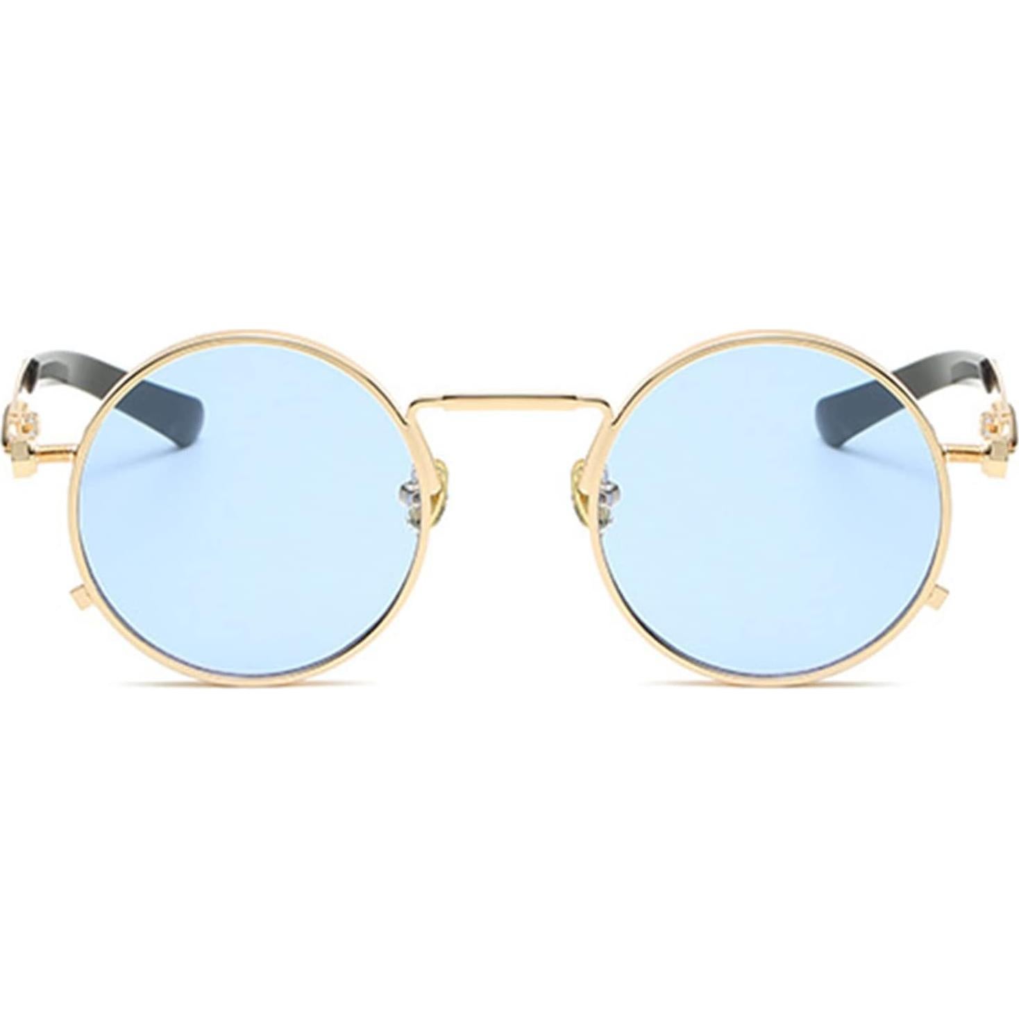 Gafas de sol redondas EYLRIM Steampunk UV 100% oro/rojo