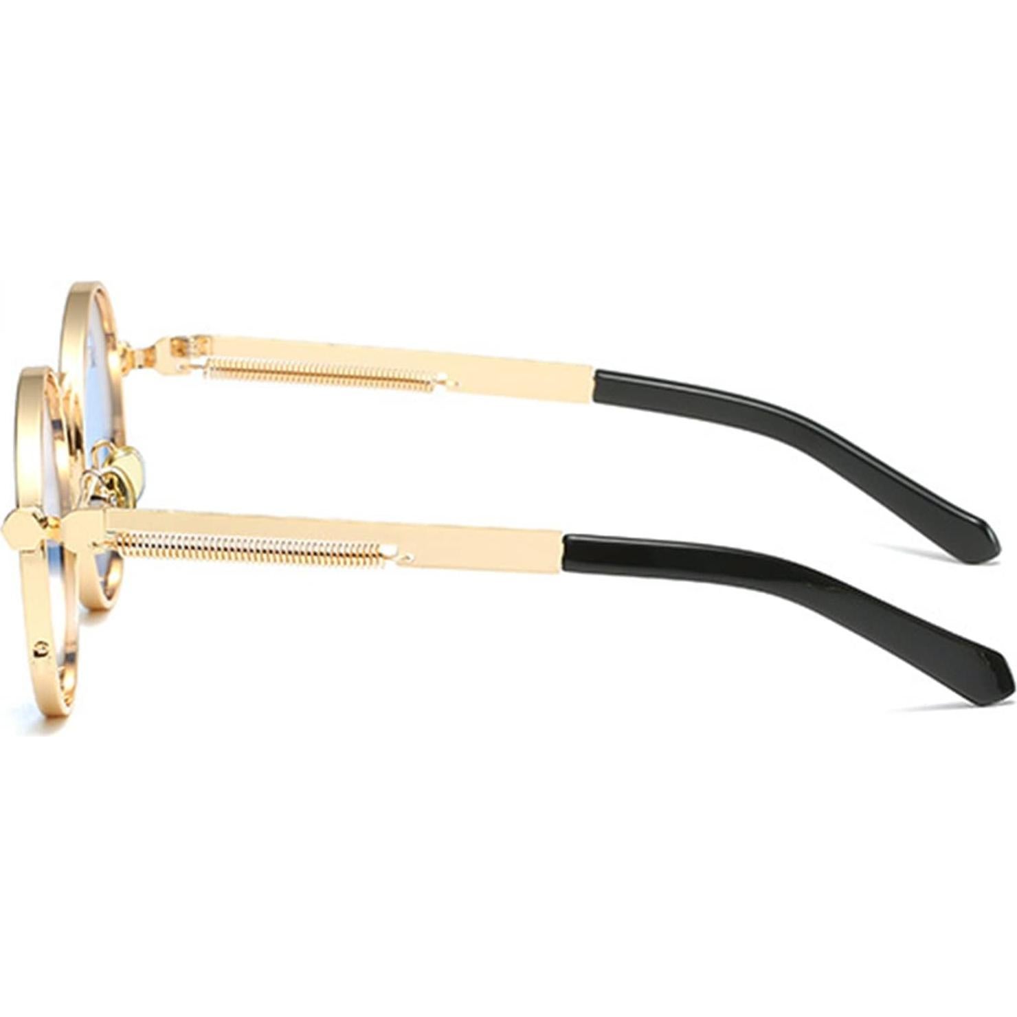 Gafas de sol redondas EYLRIM Steampunk UV 100% oro/rojo