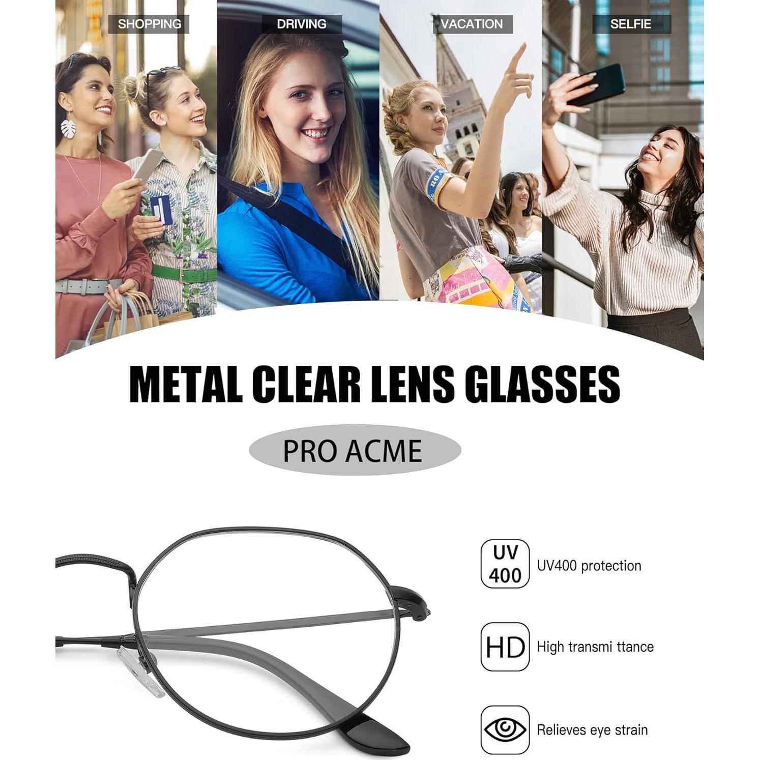 Gafas Pro Acme Redondas Vintage Lente Clara 53mm Unisex