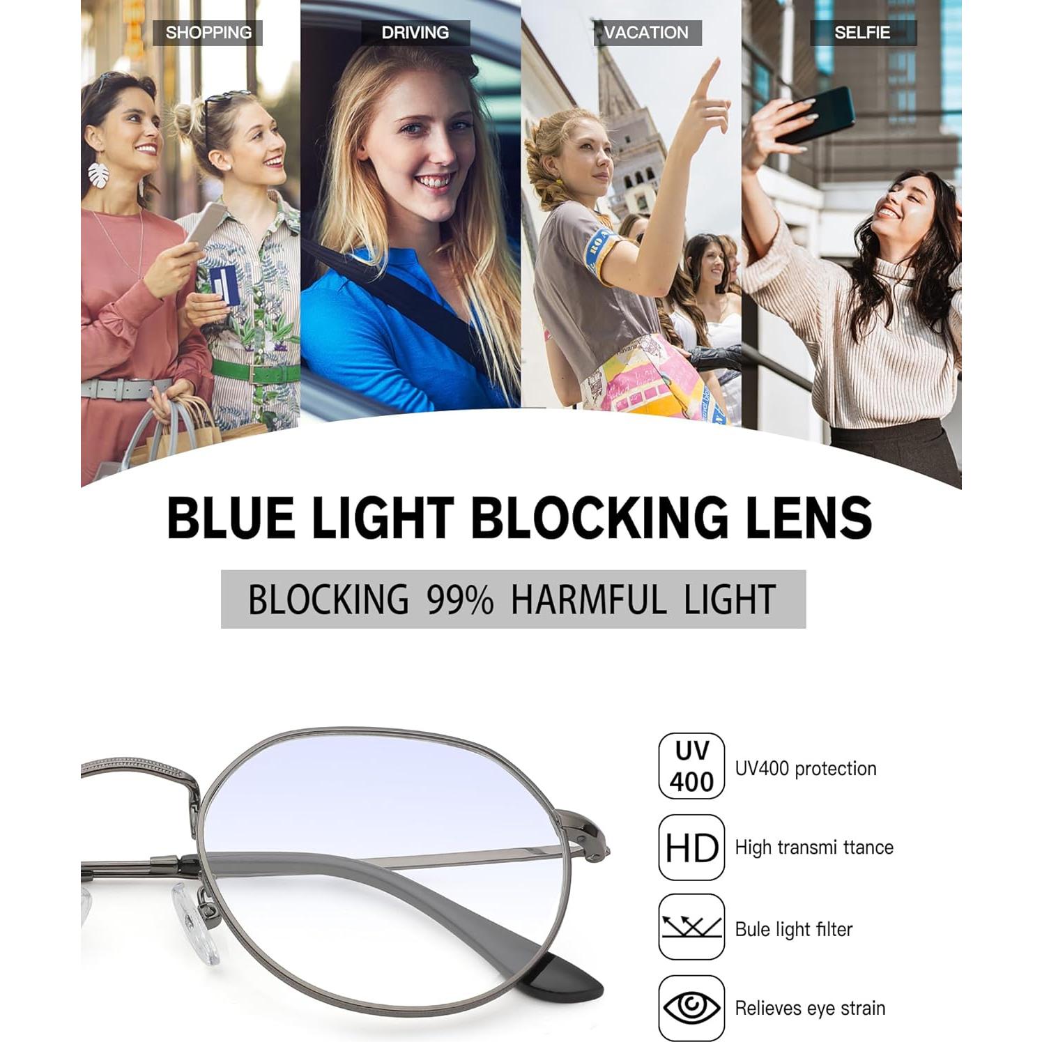 Gafas Pro Acme Redondas Metal Lente Bloqueo Luz Azul 53mm