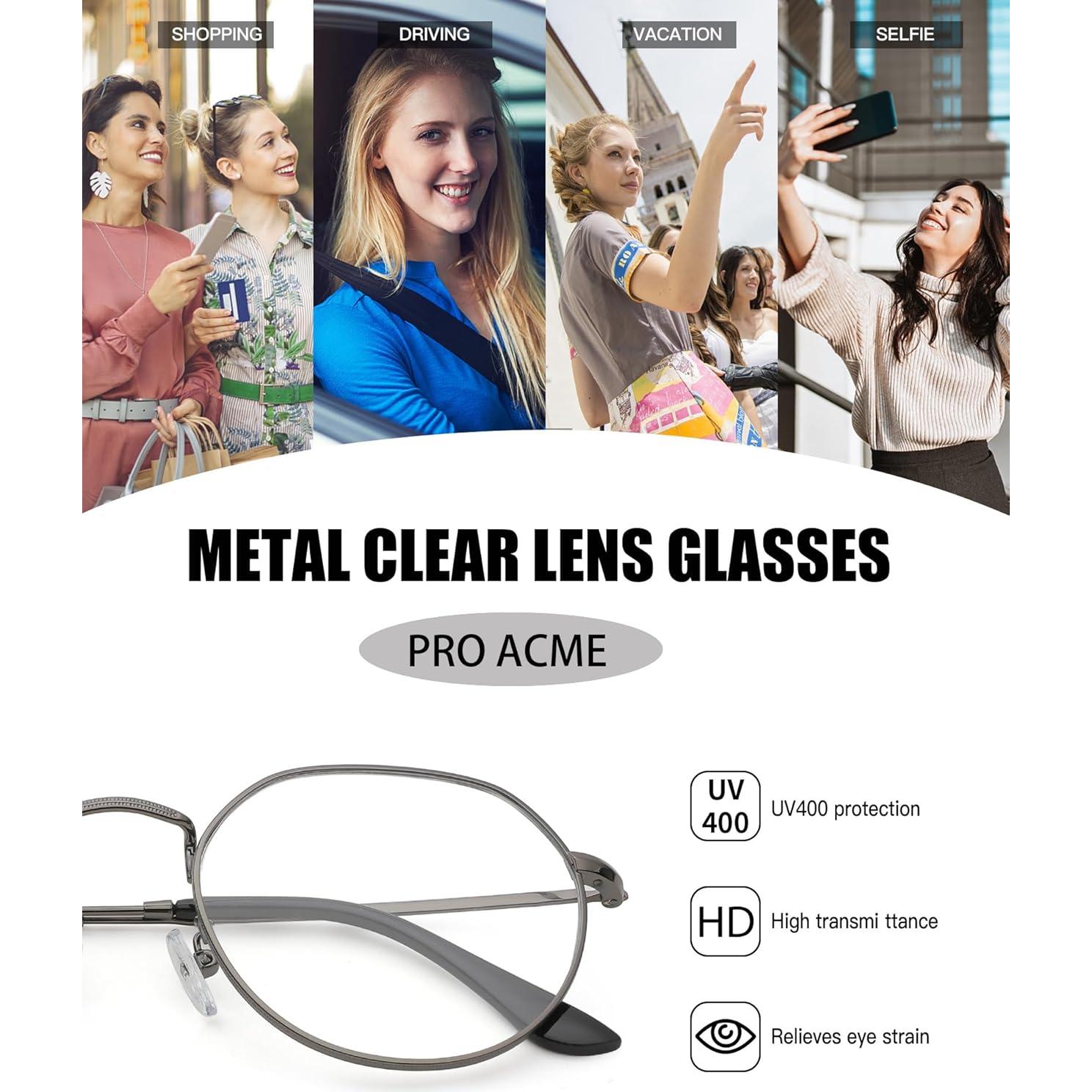 Gafas Pro Acme Redondas Metal 53mm Lentes Anti Luz Azul