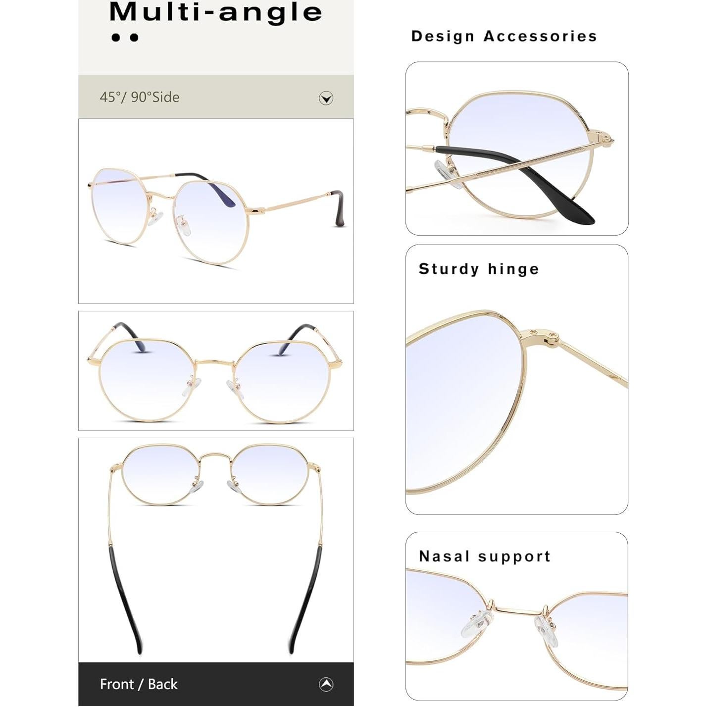 Gafas Redondas Pro Acme Oro Lente Bloqueo Luz Azul 53mm