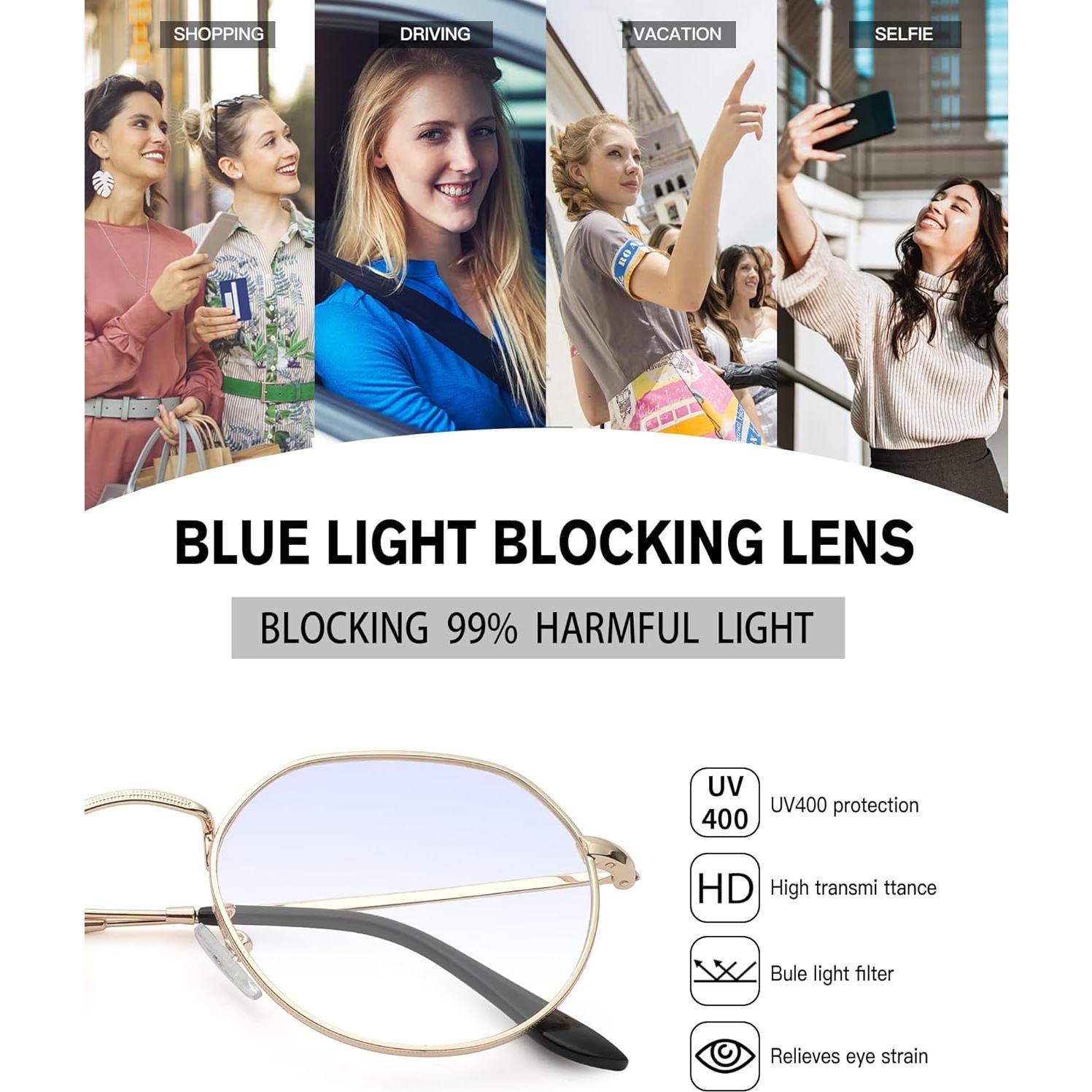 Gafas Redondas Pro Acme Oro Lente Bloqueo Luz Azul 53mm