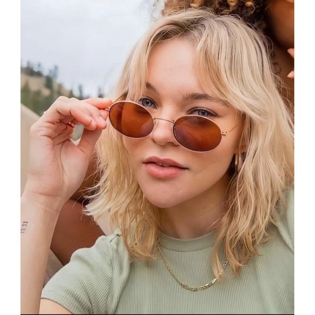 GIFIORE Gafas de Sol Ovaladas Retro UV400 para Hombres y Mujeres