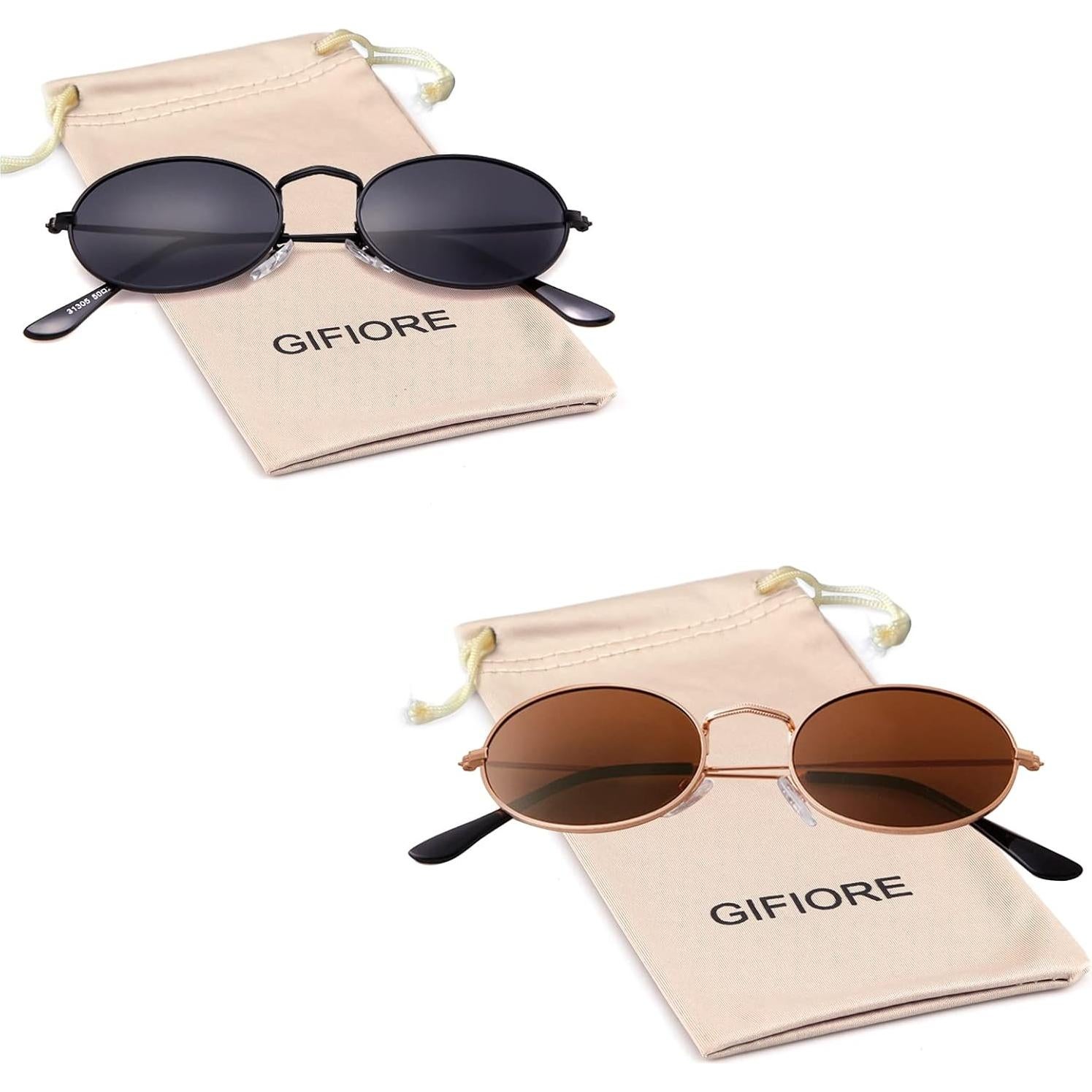 GIFIORE Gafas de Sol Ovaladas Retro UV400 para Hombres y Mujeres