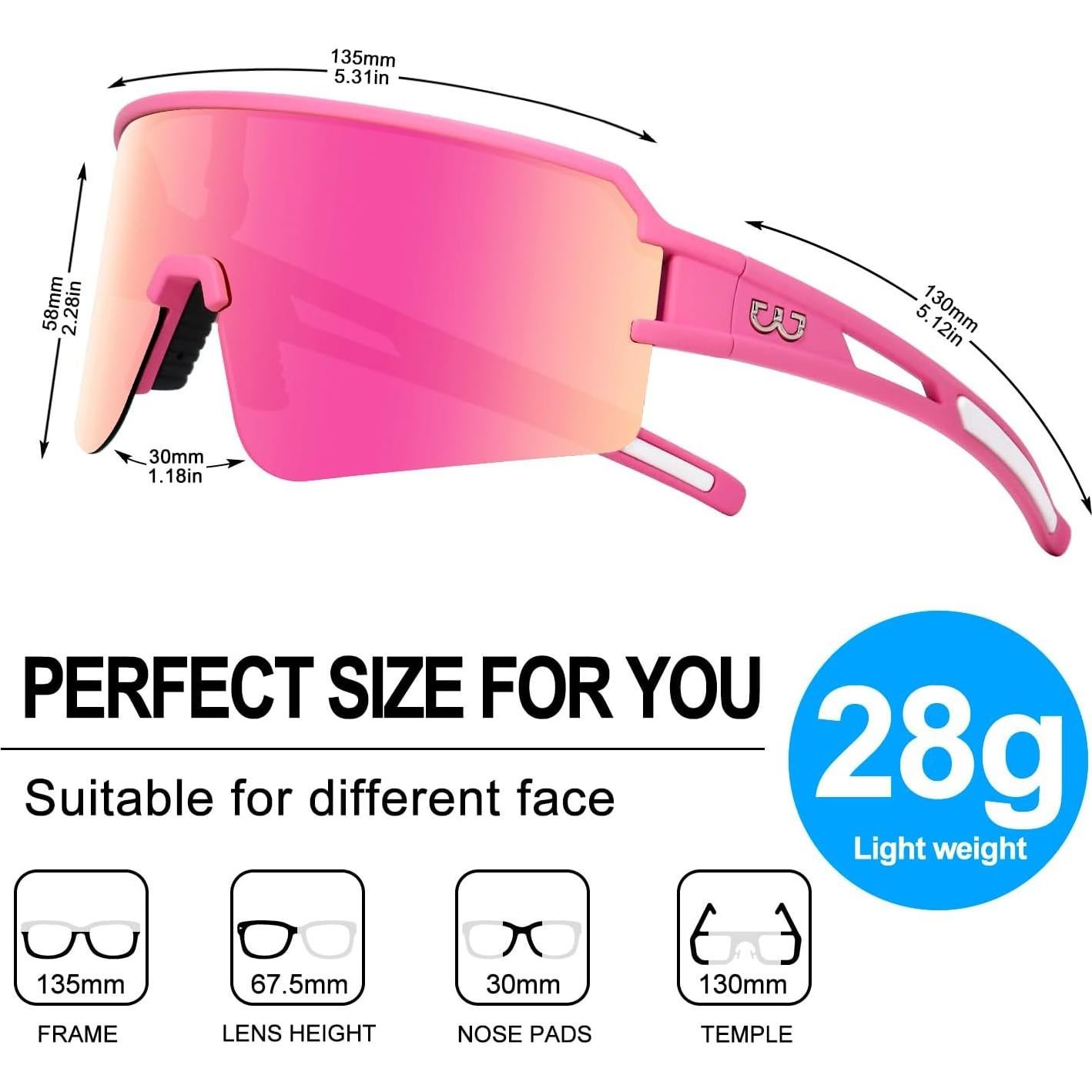 Gafas de Ciclismo FMY Polarizadas UV400 Rosa 28g