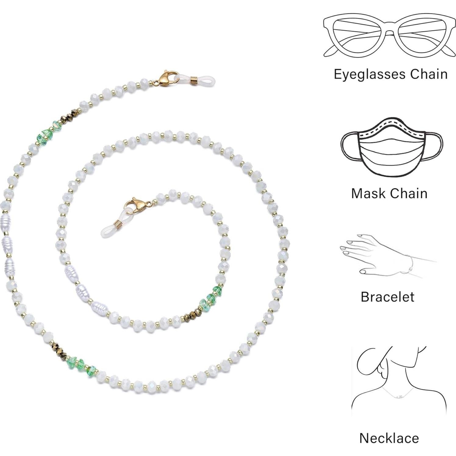 Cadena de Gafas Perlas Cristal para Mujeres 72 cm