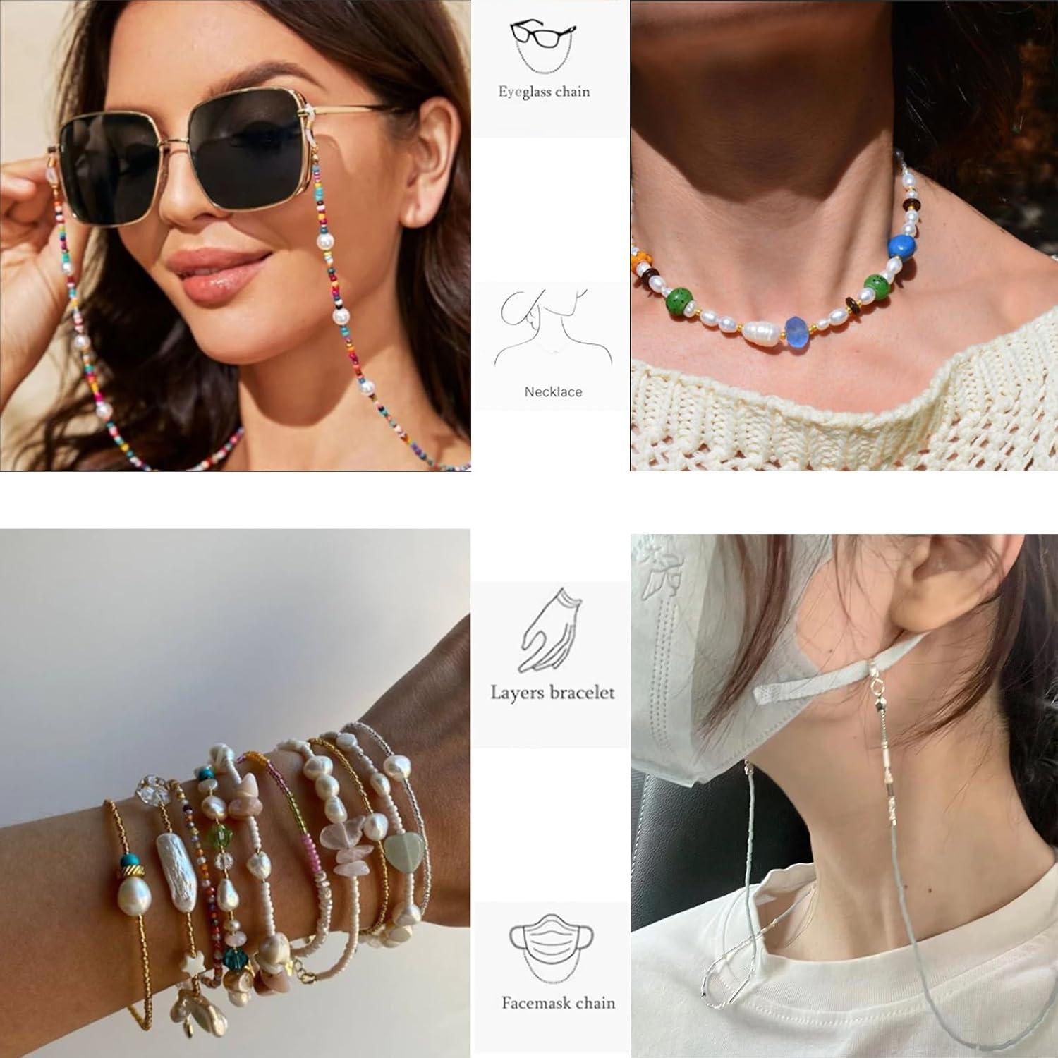 Cadena de Gafas Perlas Cristal para Mujeres 72 cm