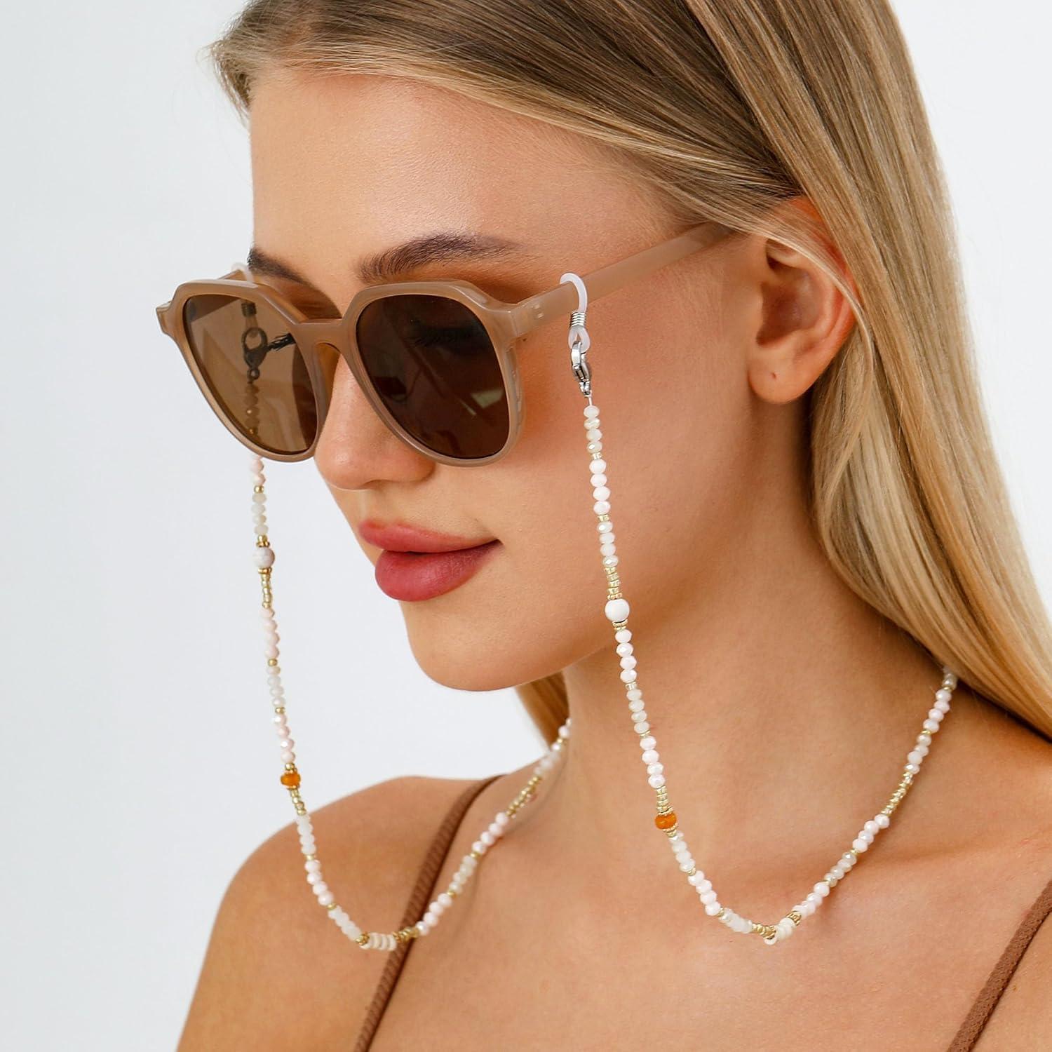 Cadena de Gafas con Perlas de Cristal - 72 cm - Chic