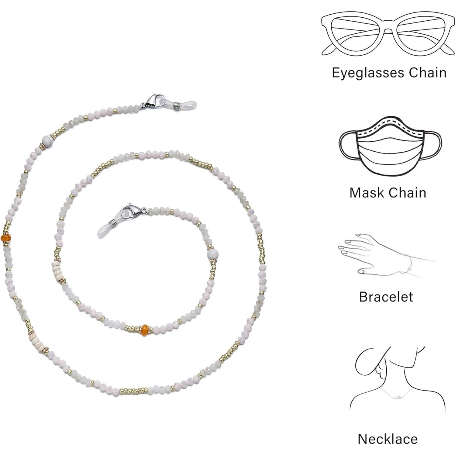 Cadena de Gafas con Perlas de Cristal - 72 cm - Chic