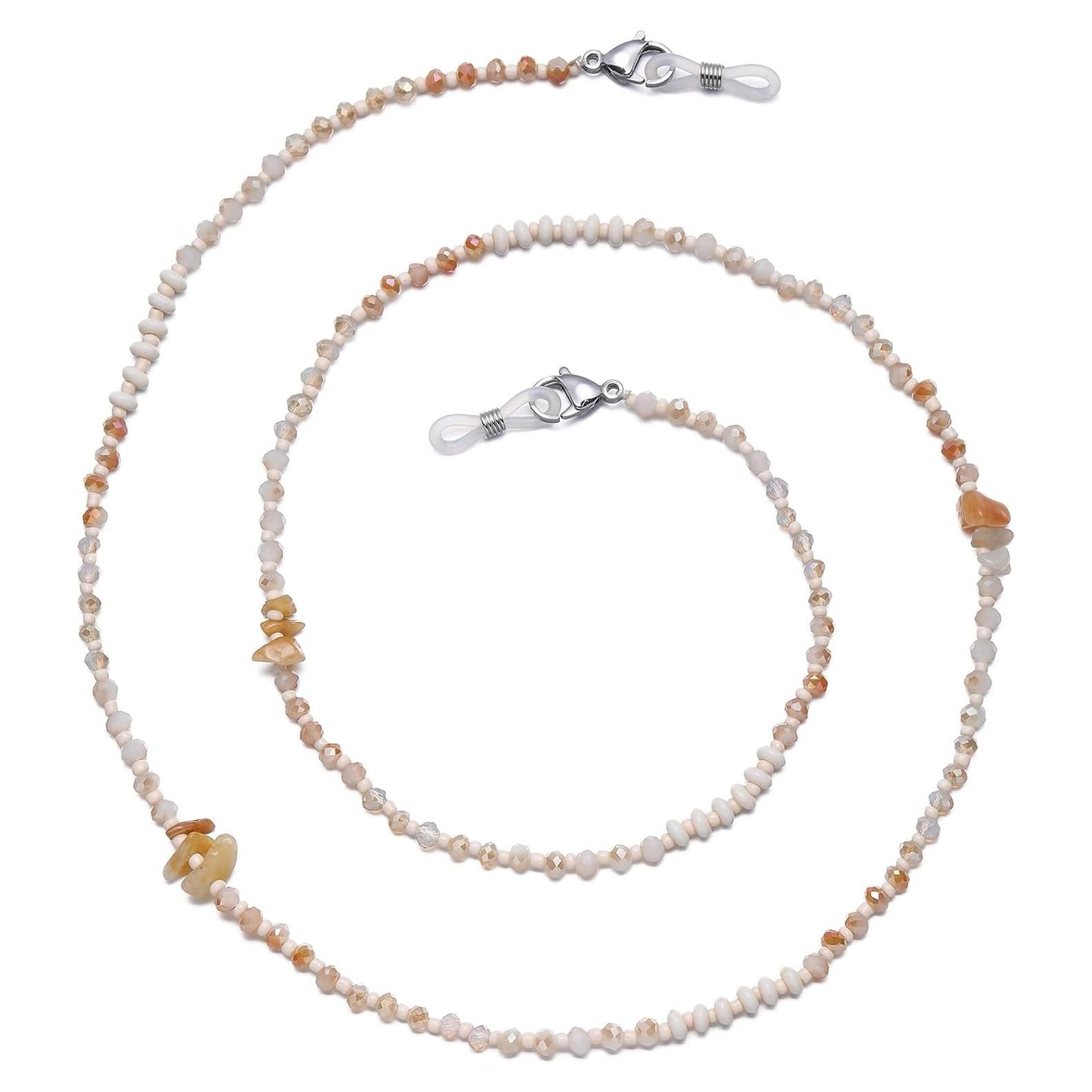 Cadena de Gafas Chic con Perlas de Cristal Amarilla