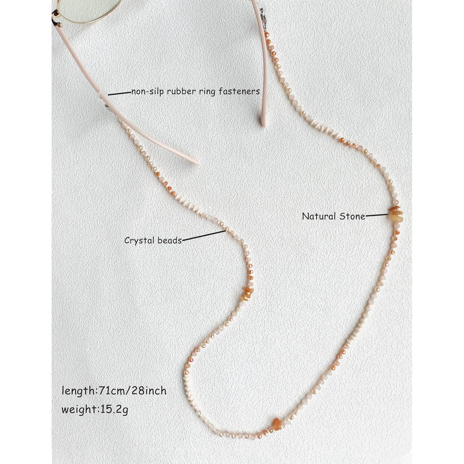 Cadena de Gafas Chic con Perlas de Cristal Amarilla