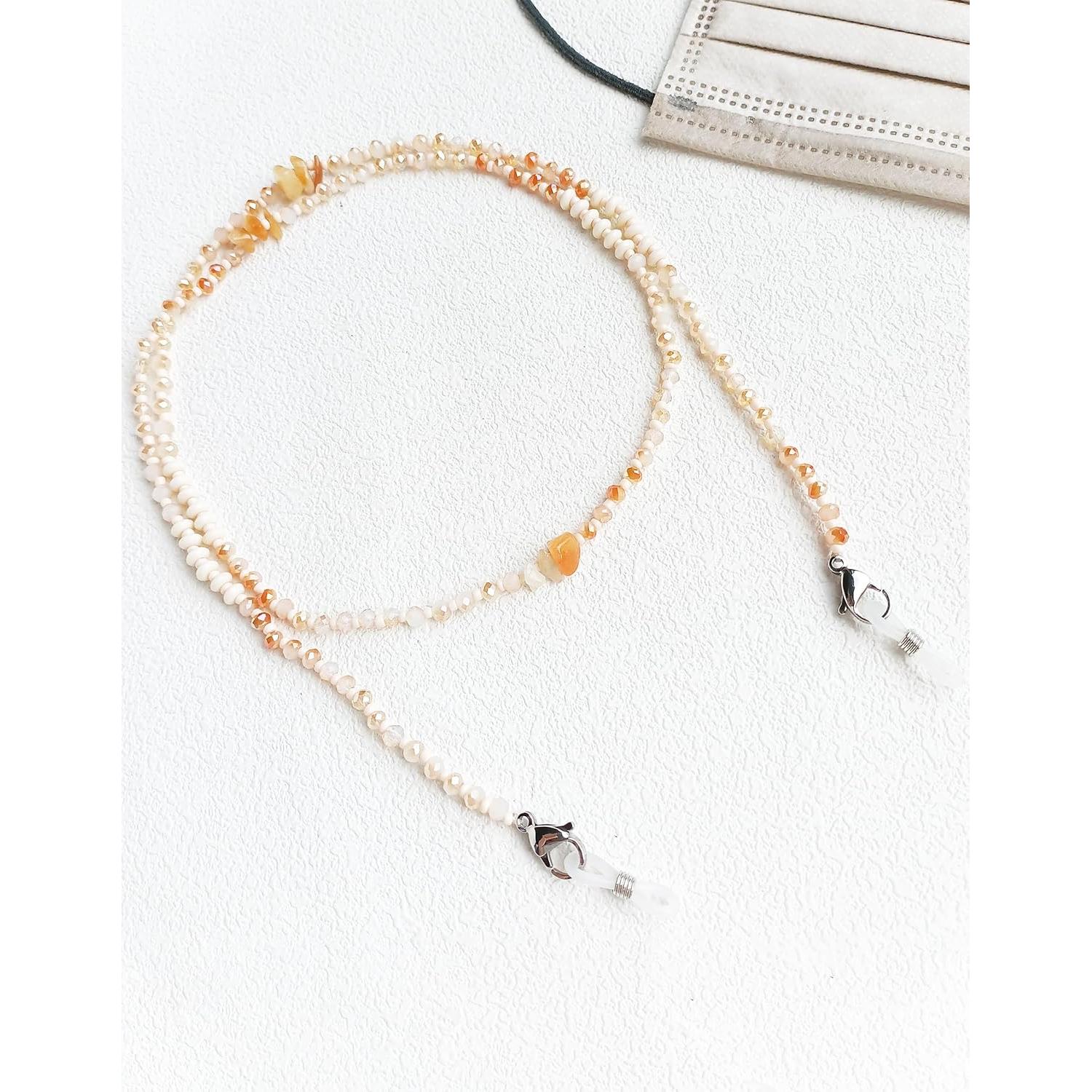 Cadena de Gafas Chic con Perlas de Cristal Amarilla