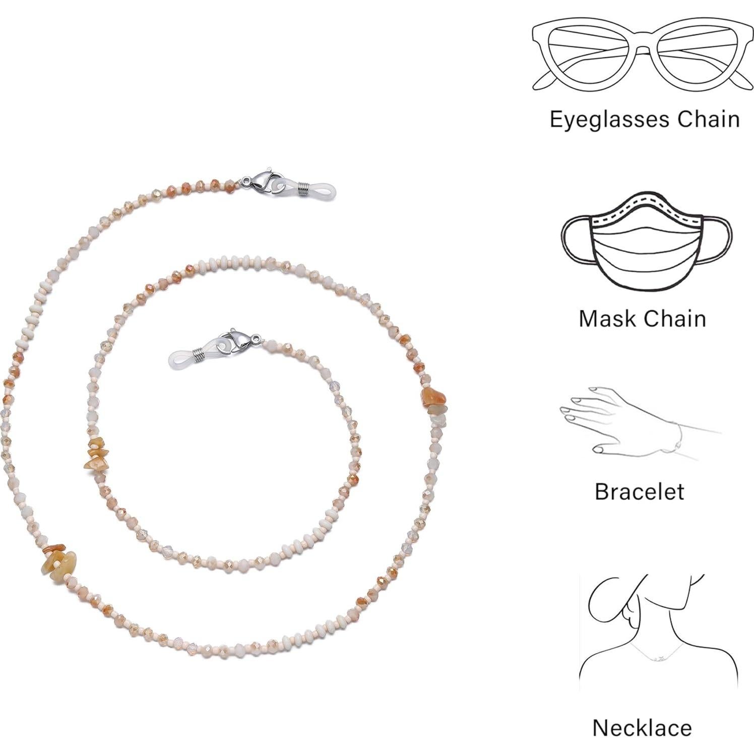 Cadena de Gafas Chic con Perlas de Cristal Amarilla