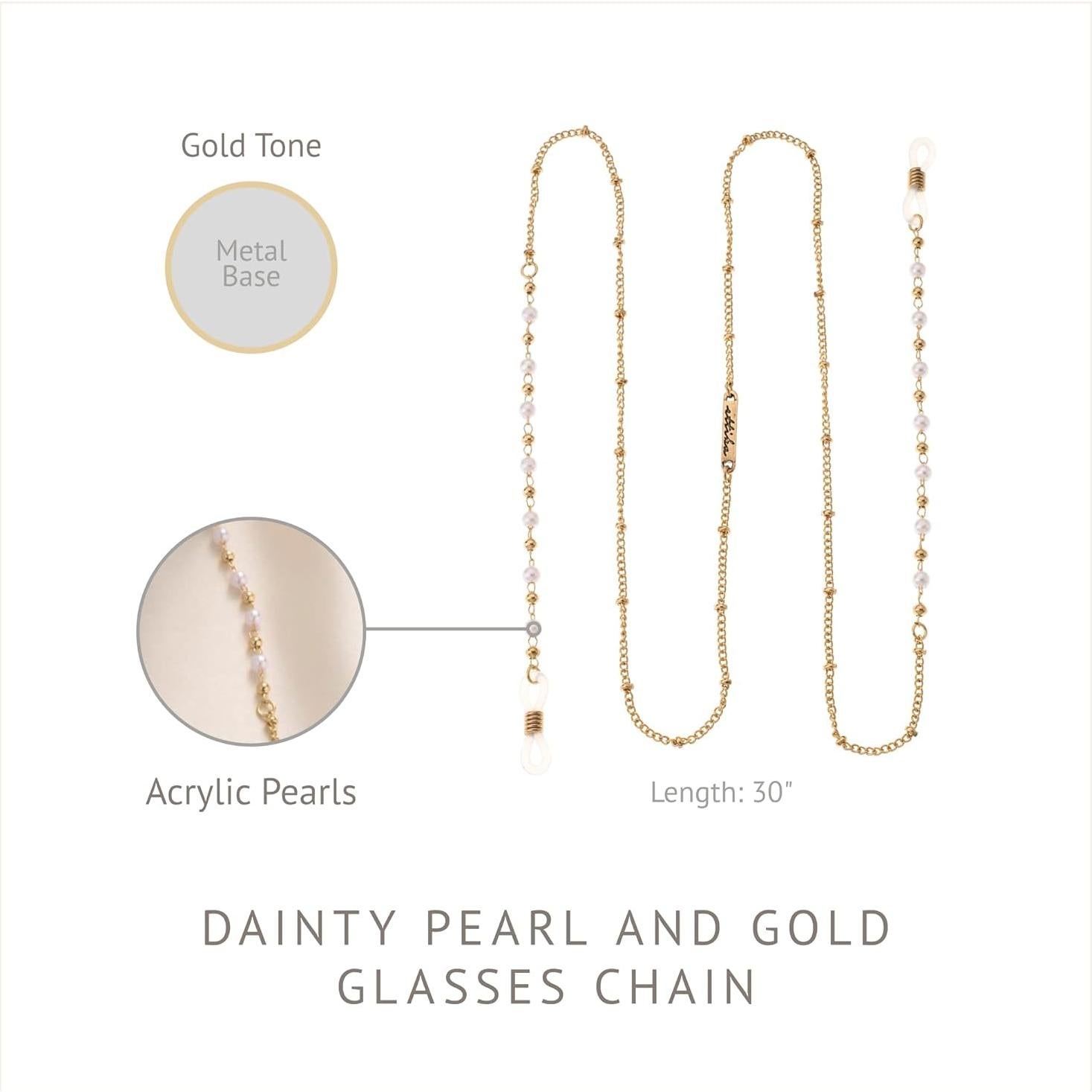 Correa para Gafas Ettika 76.2 cm Metal Dorado Mujer