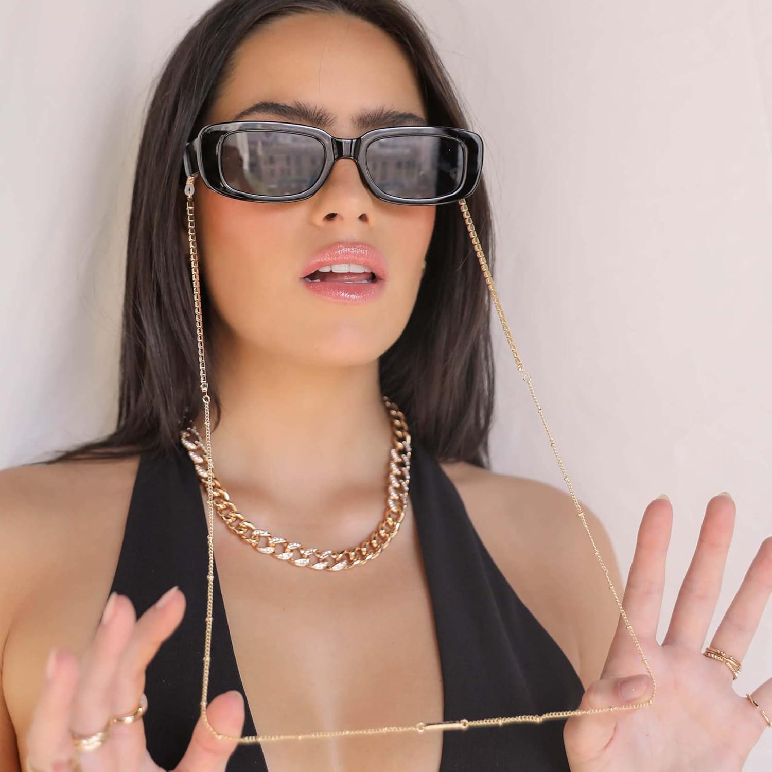 Correa para Gafas Ettika 76 cm Metal Dorado Accesorio Mujer