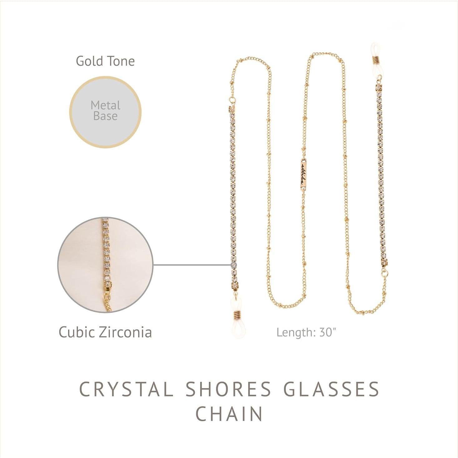 Correa para Gafas Ettika 76 cm Metal Dorado Accesorio Mujer