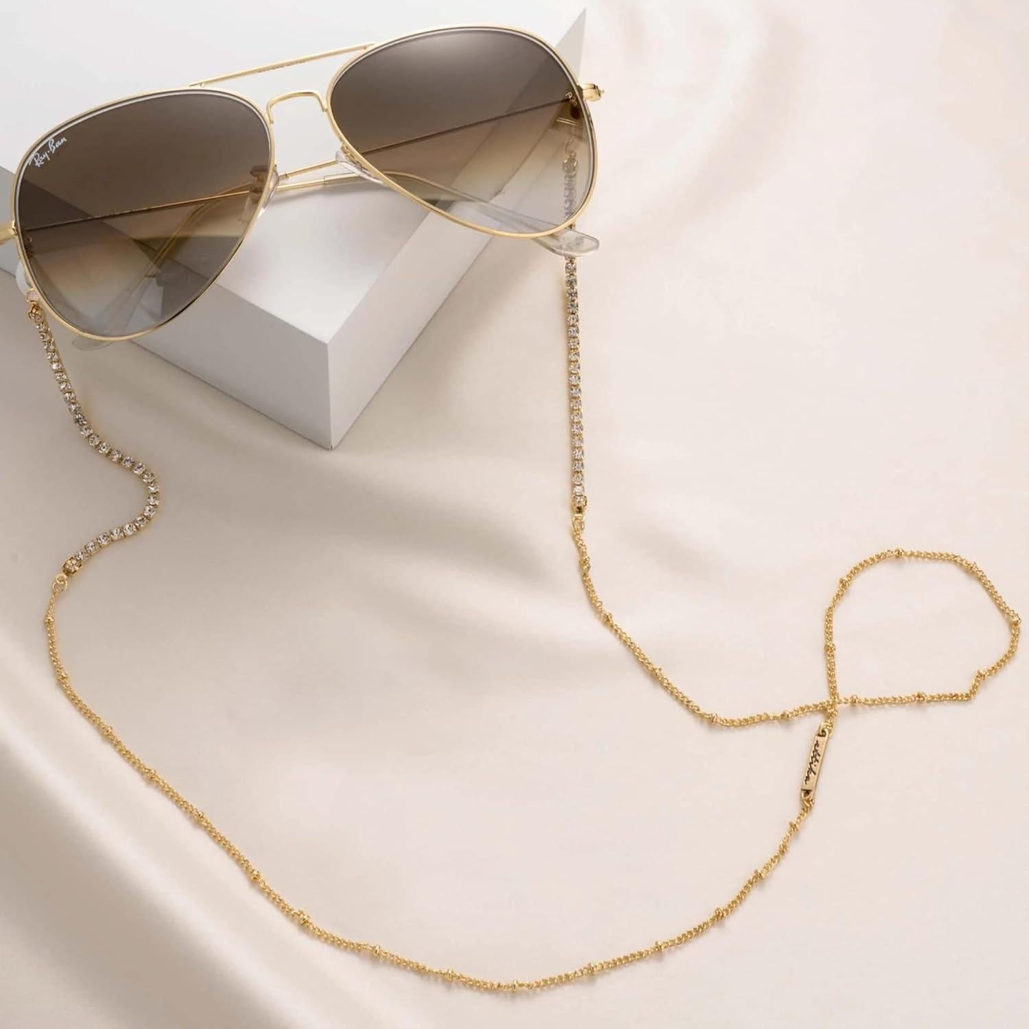 Correa para Gafas Ettika 76 cm Metal Dorado Accesorio Mujer