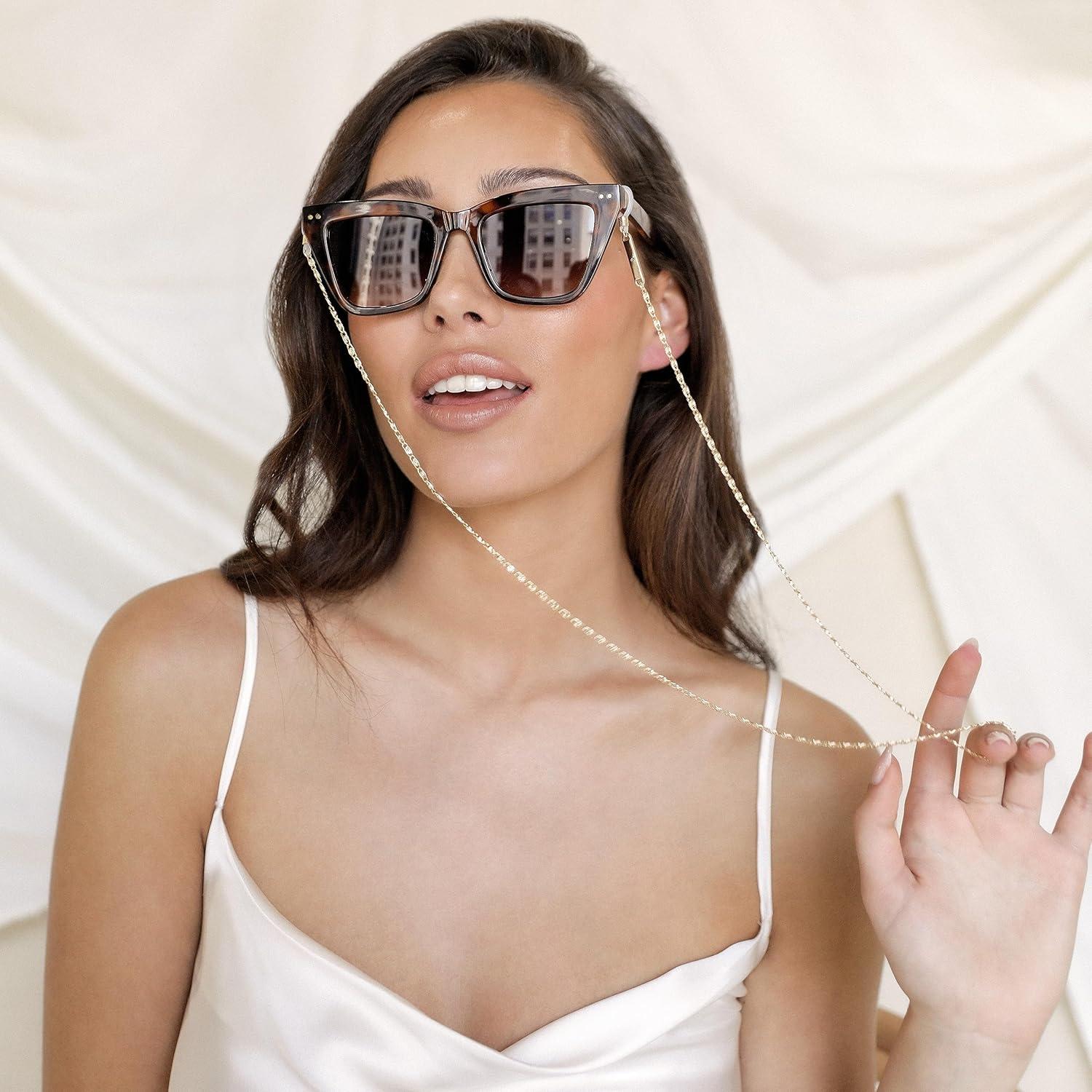 Correa de Gafas Ettika Dorada 77.5 cm Joyería para Mujeres