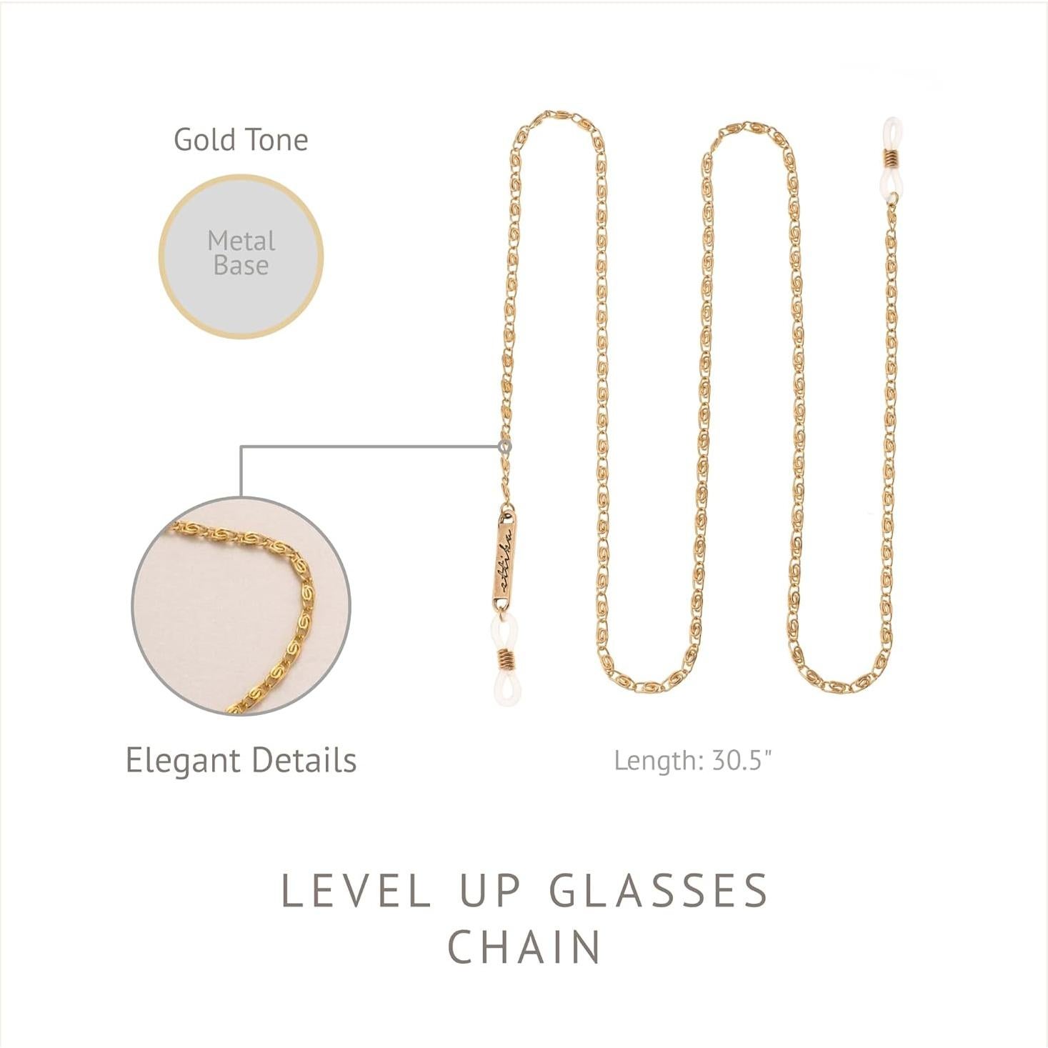 Correa de Gafas Ettika Dorada 77.5 cm Joyería para Mujeres