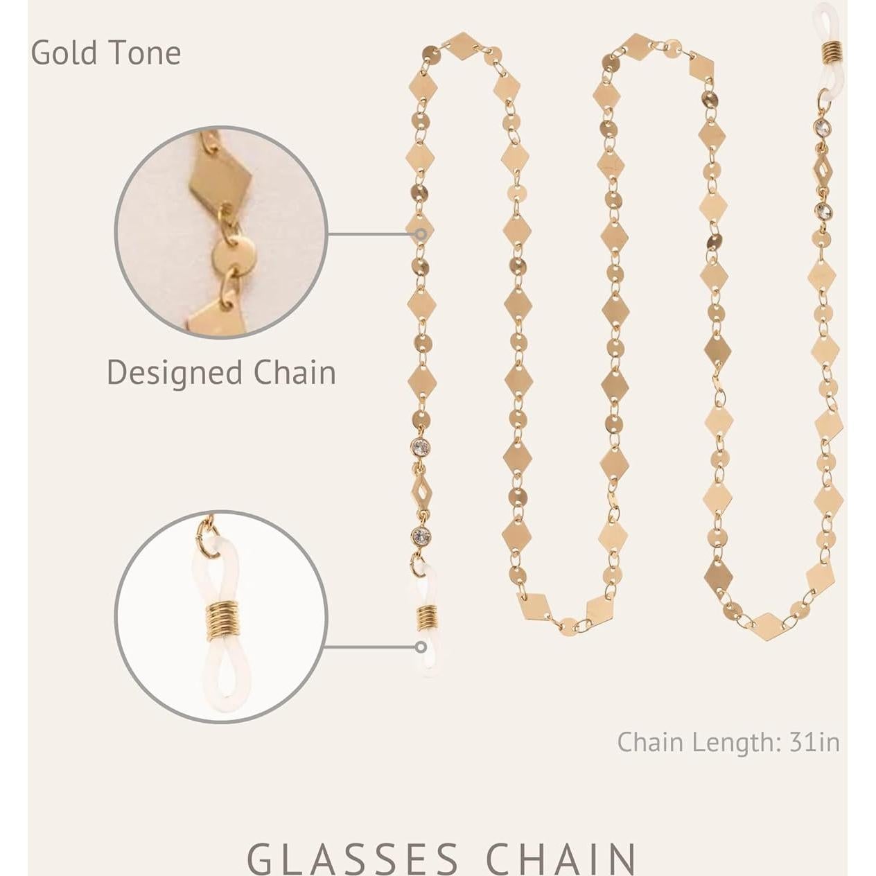 Correa de Gafas Ettika 78.74 cm Dorado Joyería Mujer