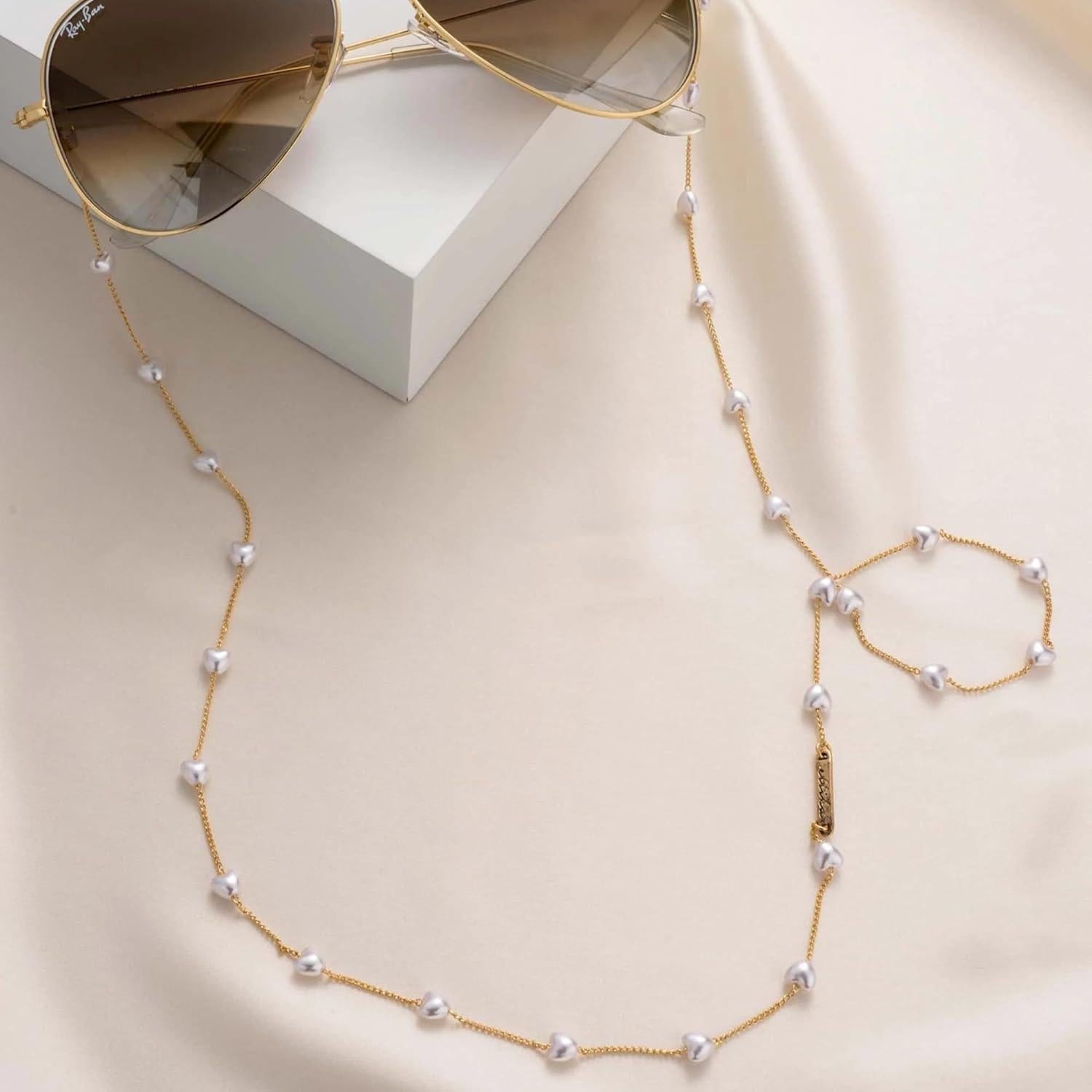 Correa para Gafas Ettika 76 cm Metal Dorado Accesorio Mujer