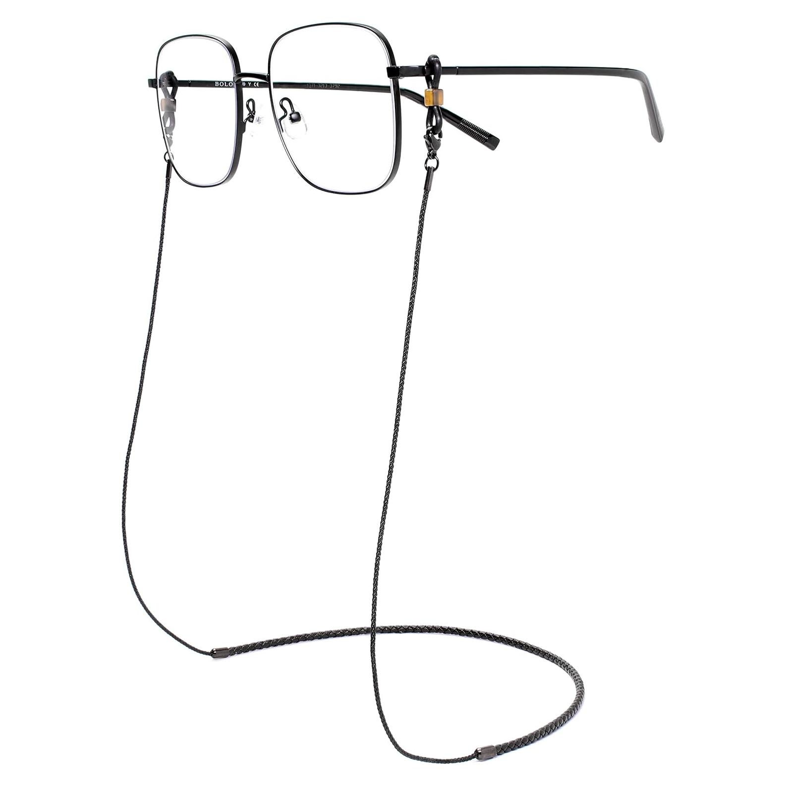 Cadena para Gafas de Cuero y Nylon - Ajustable - Negro