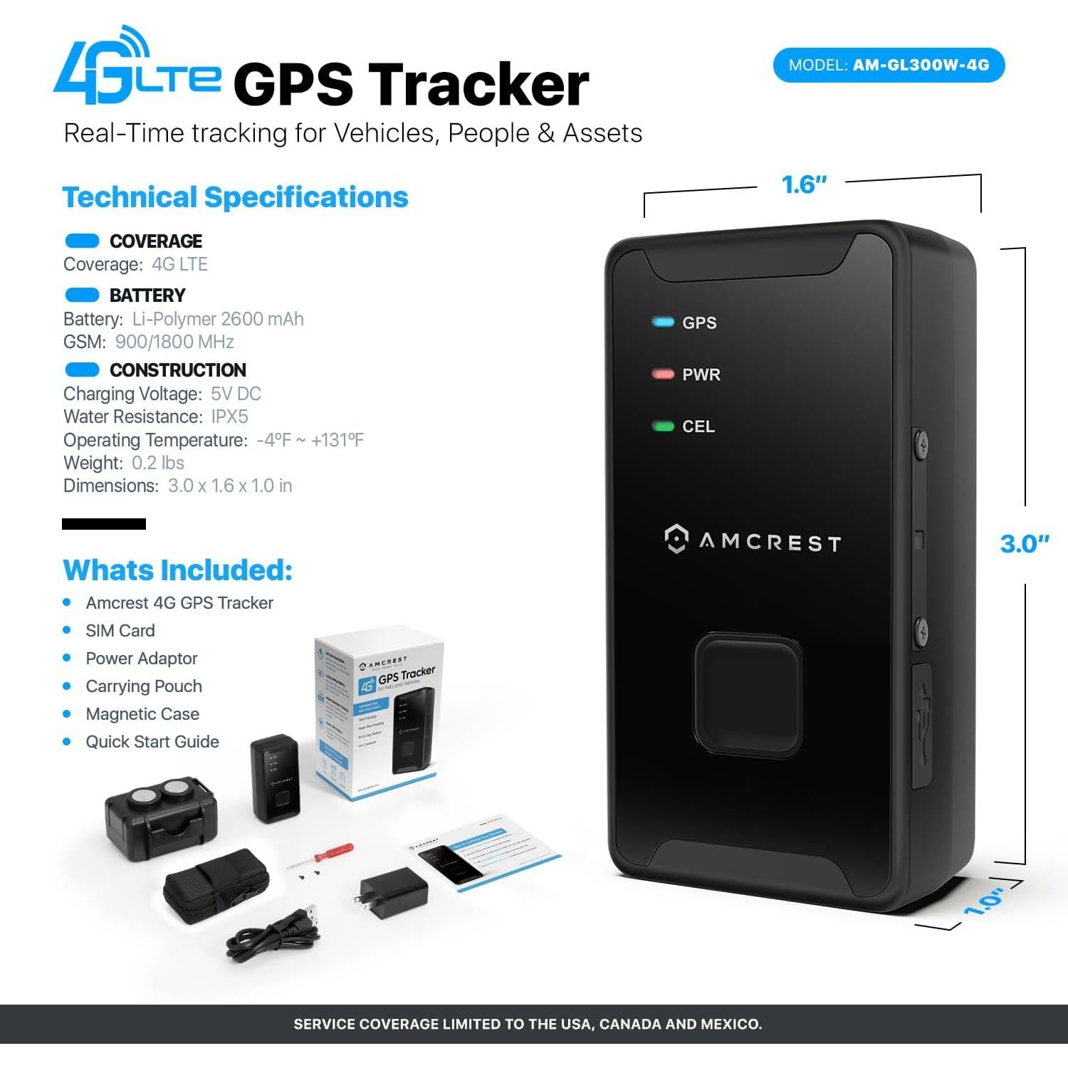 Rastreador GPS 4G Amcrest GL300 - Mini Portátil y Oculto