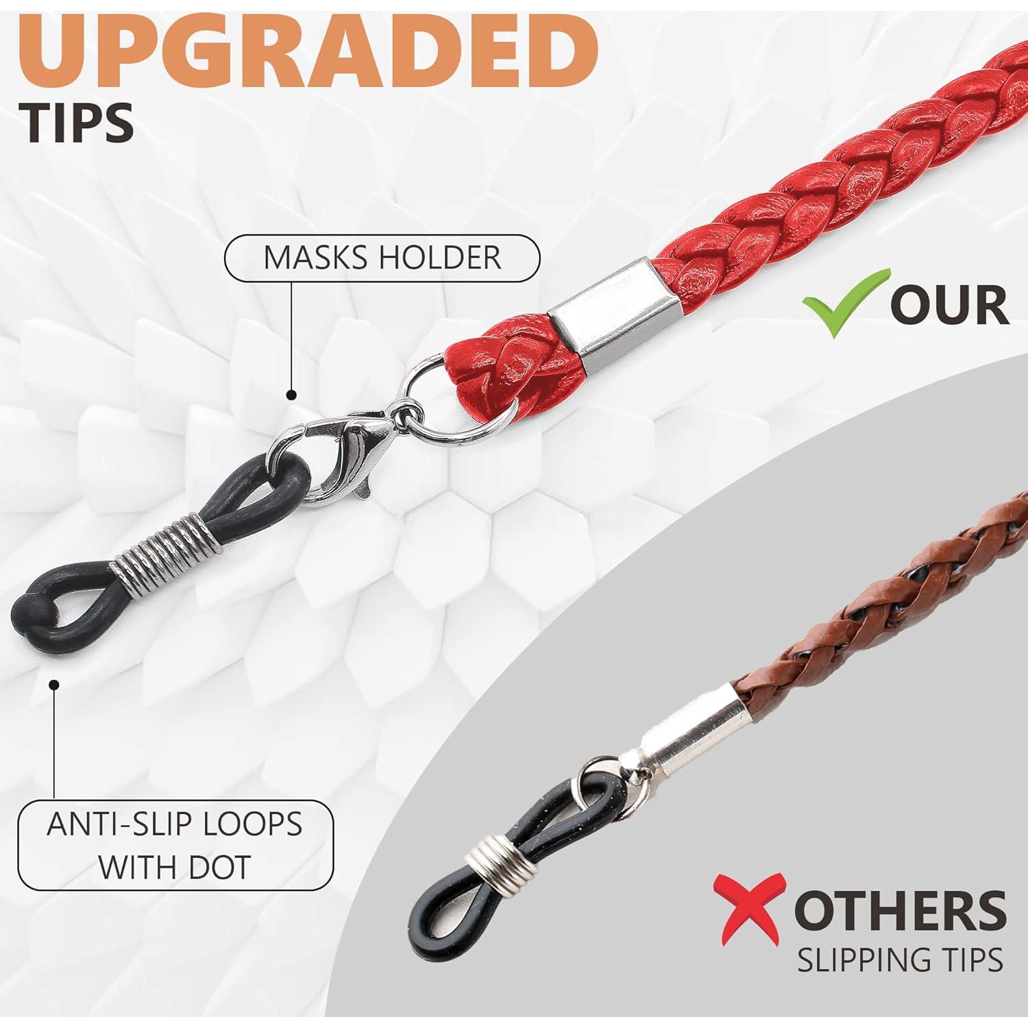 Cadena de Gafas SIGONNA de Cuero ECO Rojo - Ajustable