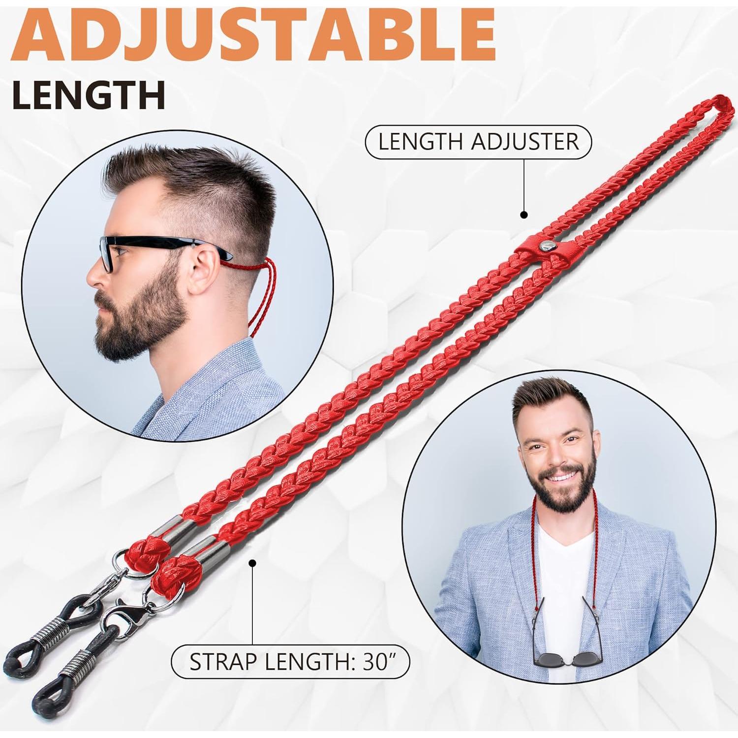 Cadena de Gafas SIGONNA de Cuero ECO Rojo - Ajustable