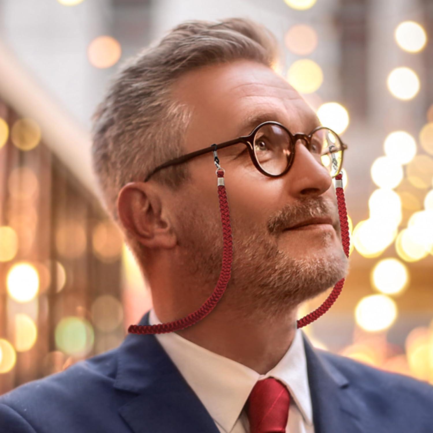 Cadena de Gafas SIGONNA de Cuero ECO Rojo - Ajustable