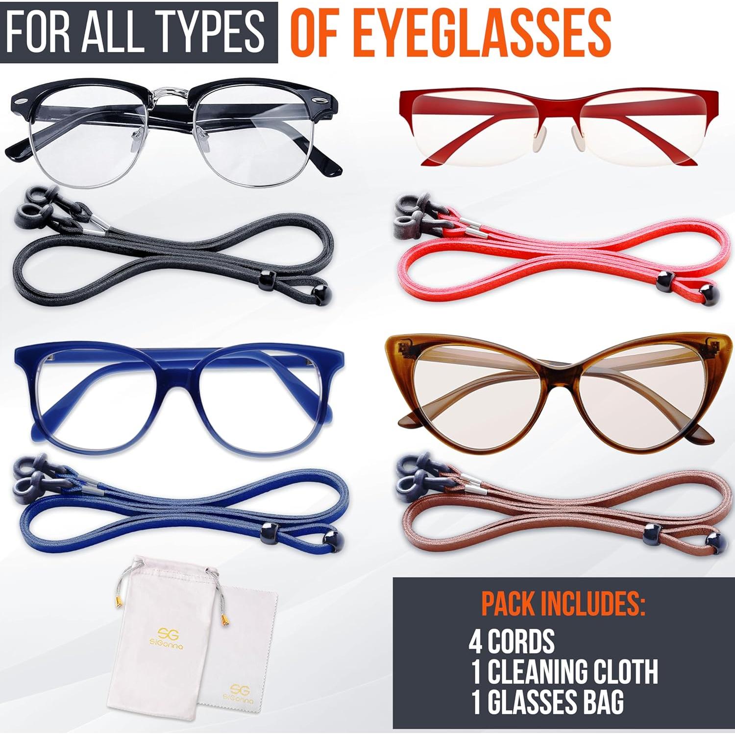 Cadenas para Gafas SIGONNA - Soporte de Cuero Eco Premium